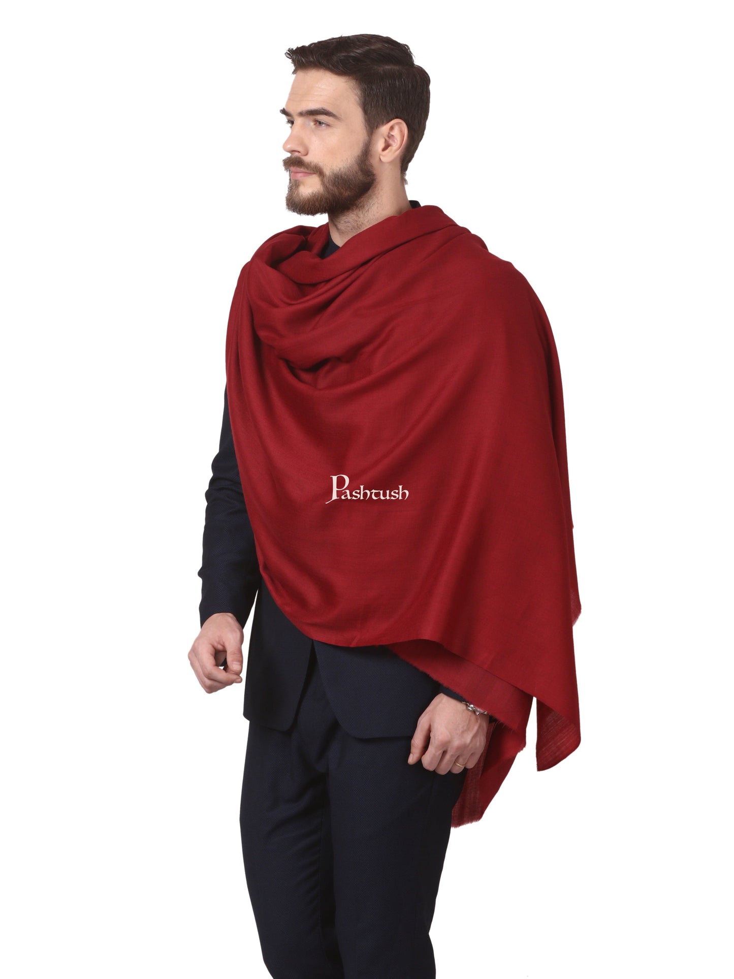 Pashtush India Mens Shawls Gents Shawl Pashtush Royal And Classy Fine Wool Mens Shawl (Maroon)