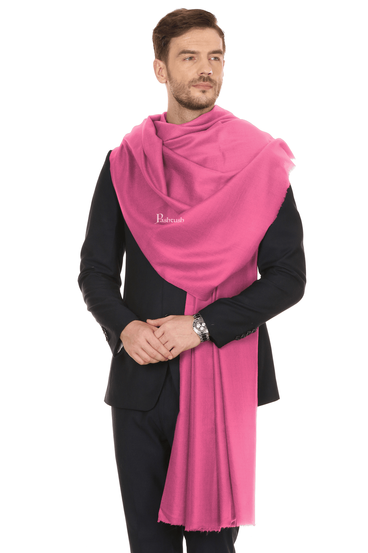 Pashtush India Mens Shawls Gents Shawl Pashtush Royal And Classy Fine Wool Mens Stole, Magenta