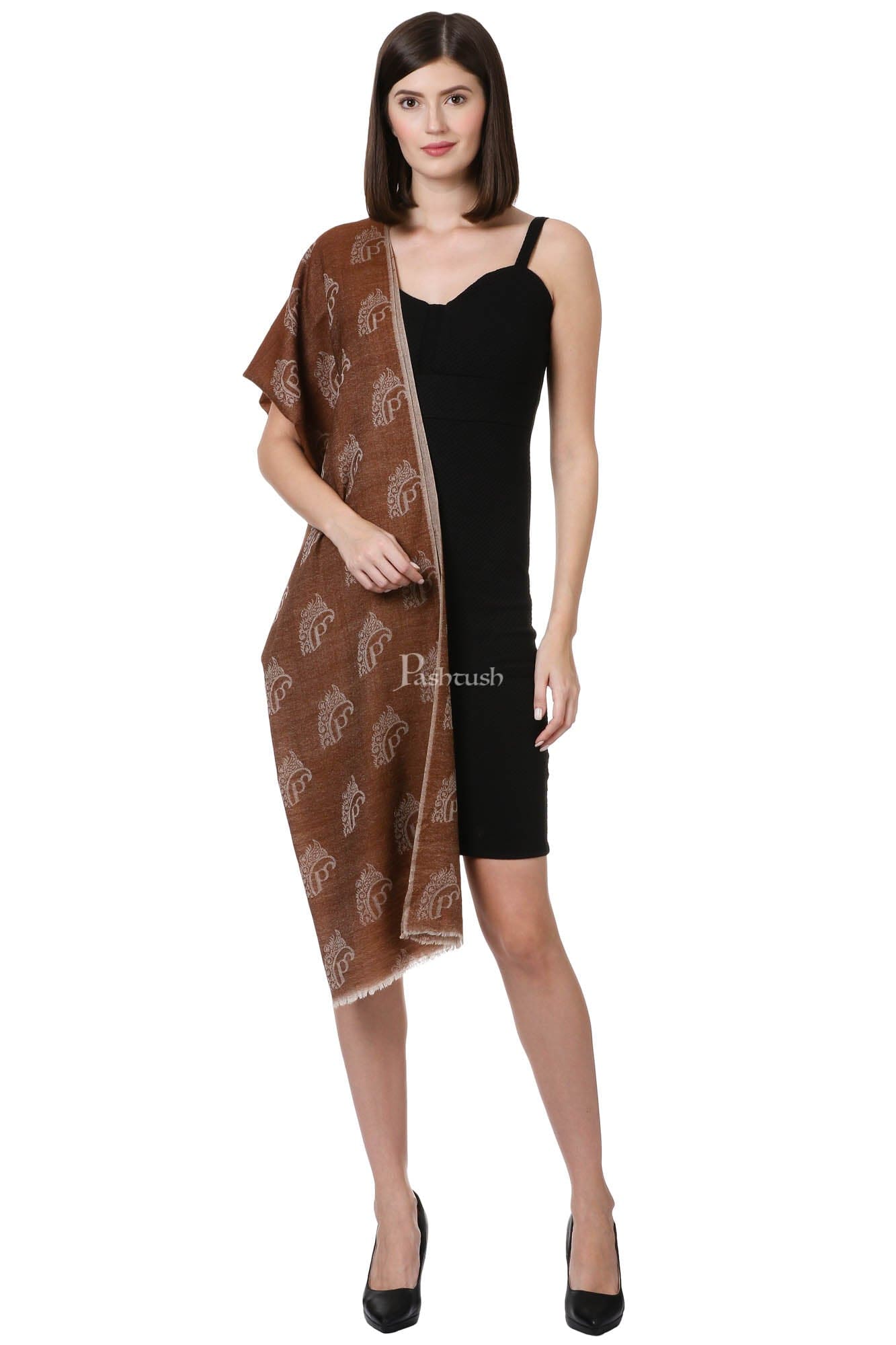 Pashtush India Womens Stoles and Scarves Scarf Pashtush Signature Scarf, Fine Wool Luxury Design Scarf, Stole, Weaving Design For Women