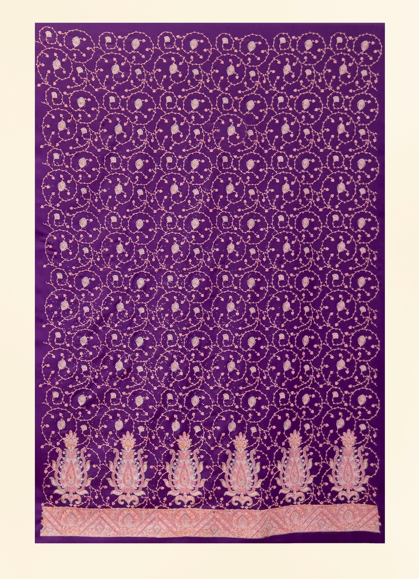 Pashtush India Apparel & Accessories Pashtush Unstitched Kashmiri Embroidery Suit, Fine Wool, Soft and Warm, Purple