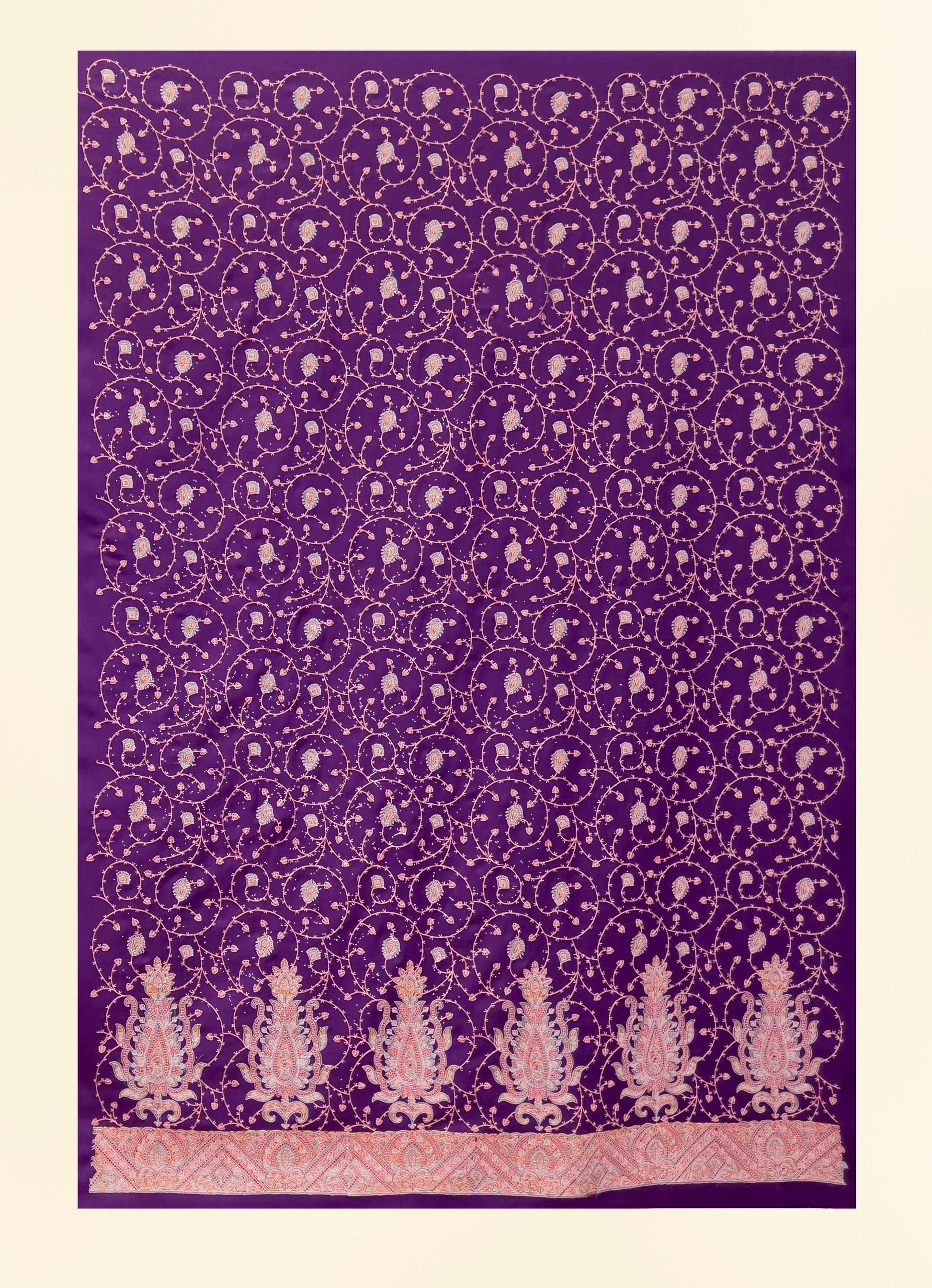 Pashtush India Apparel & Accessories Pashtush Unstitched Kashmiri Embroidery Suit, Fine Wool, Soft and Warm, Purple