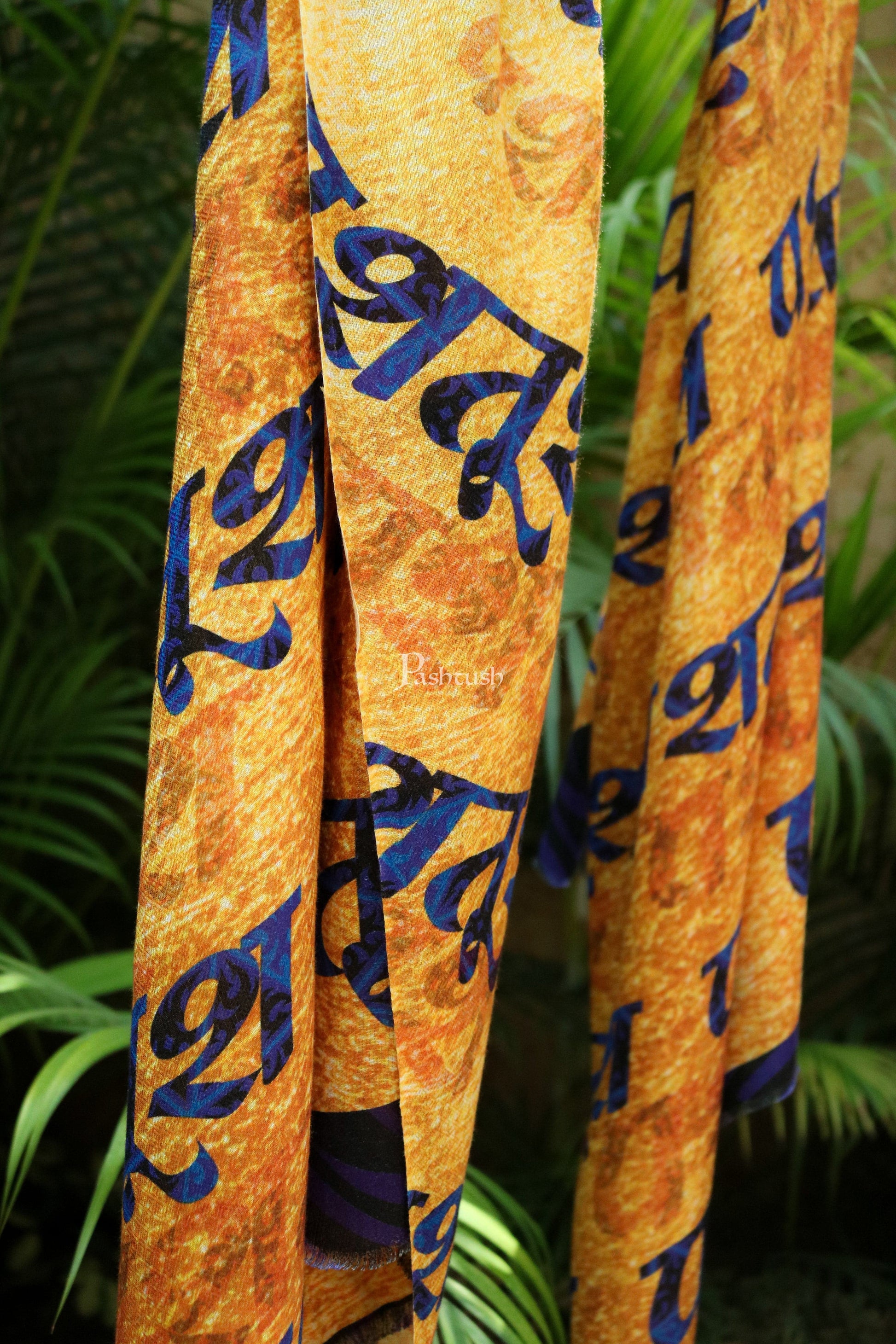 Pashtush India Womens Stoles and Scarves Scarf Pashtush women Bamboo stole, Printed design, mustard