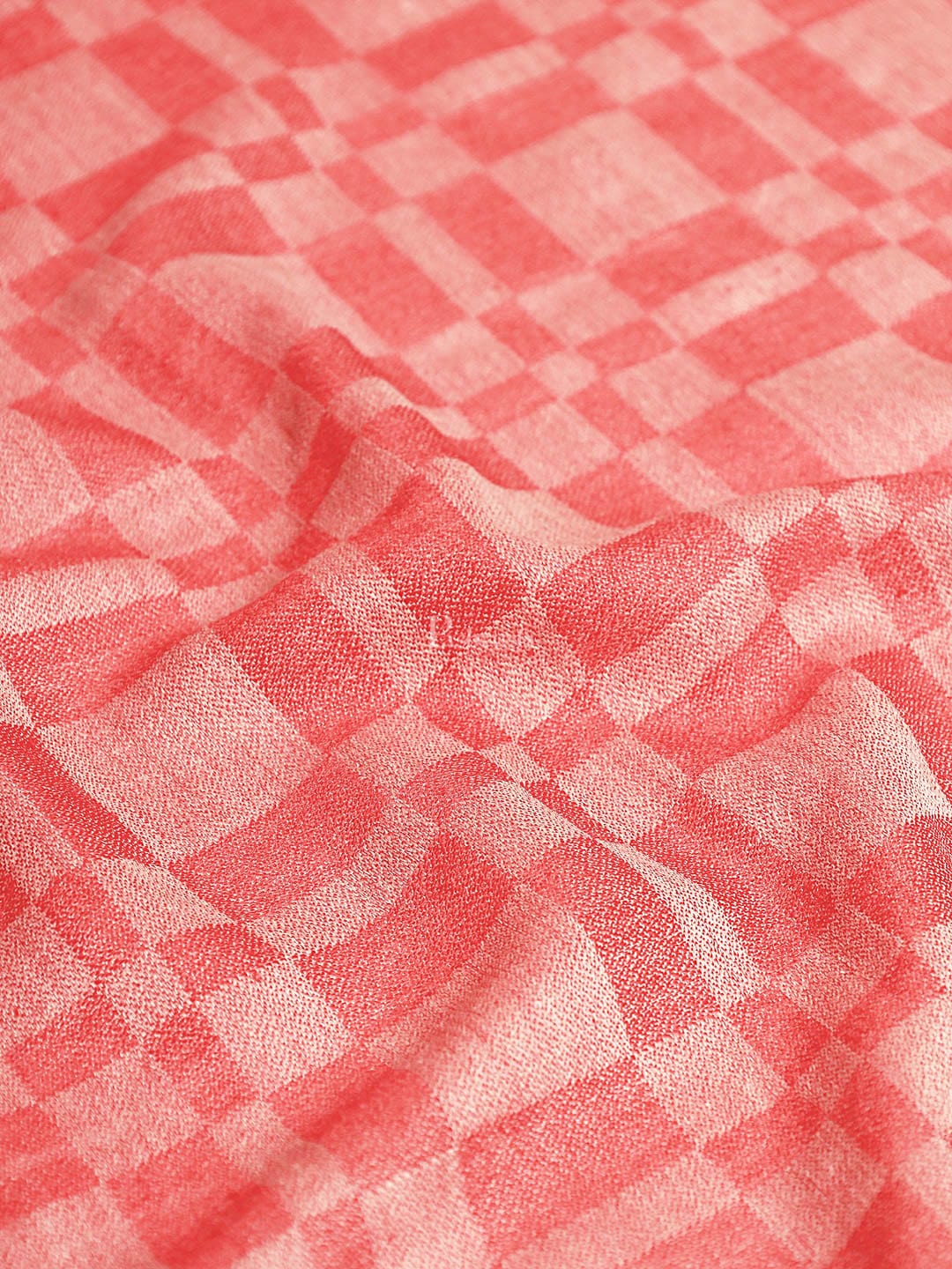 Pashtush India Womens Stoles and Scarves Scarf Pashtush Women Extra Fine wool check design stole, red
