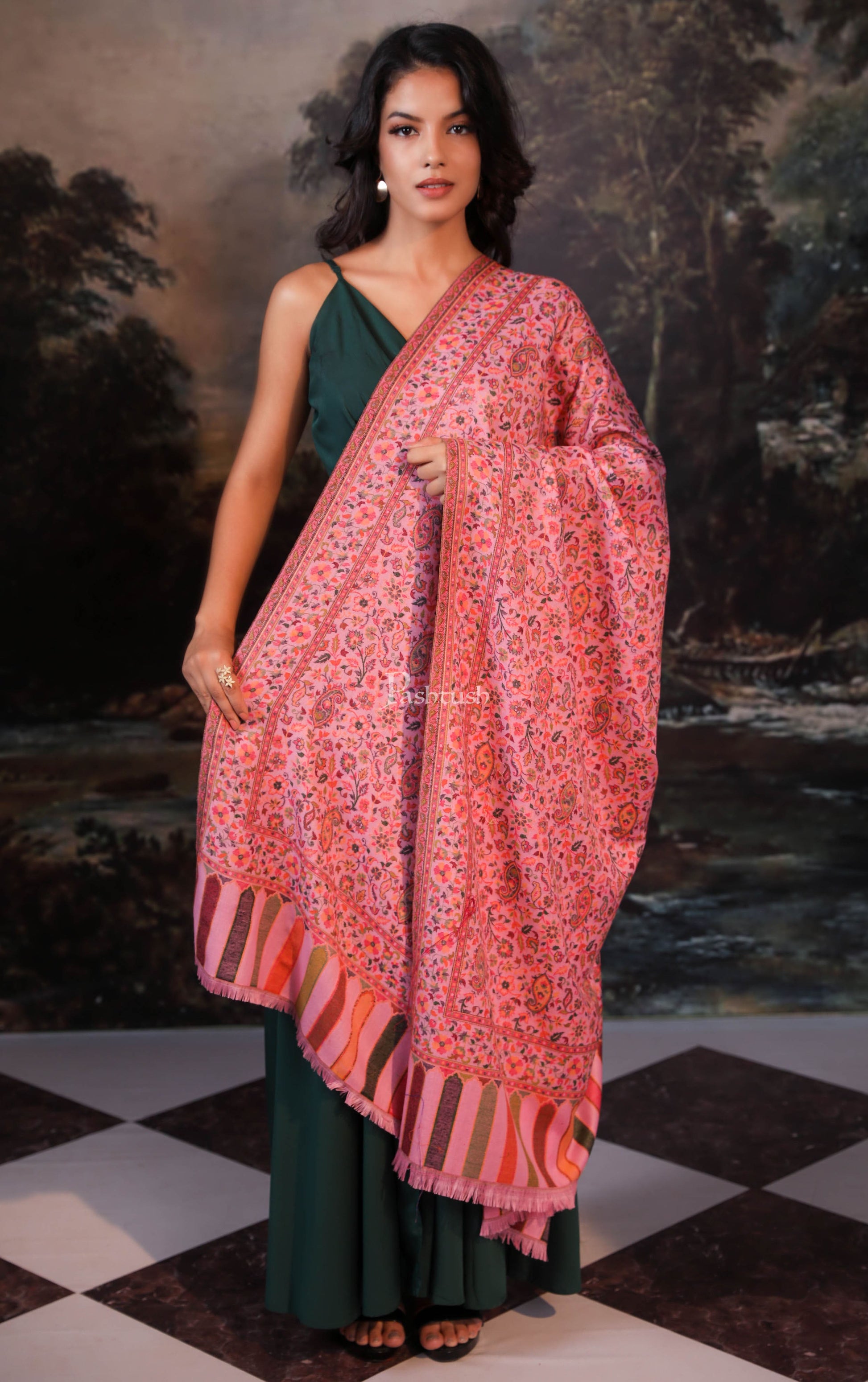 Pashtush India Womens Shawls Pashtush women faux pashmina shawl, ethnic weave design, multi color