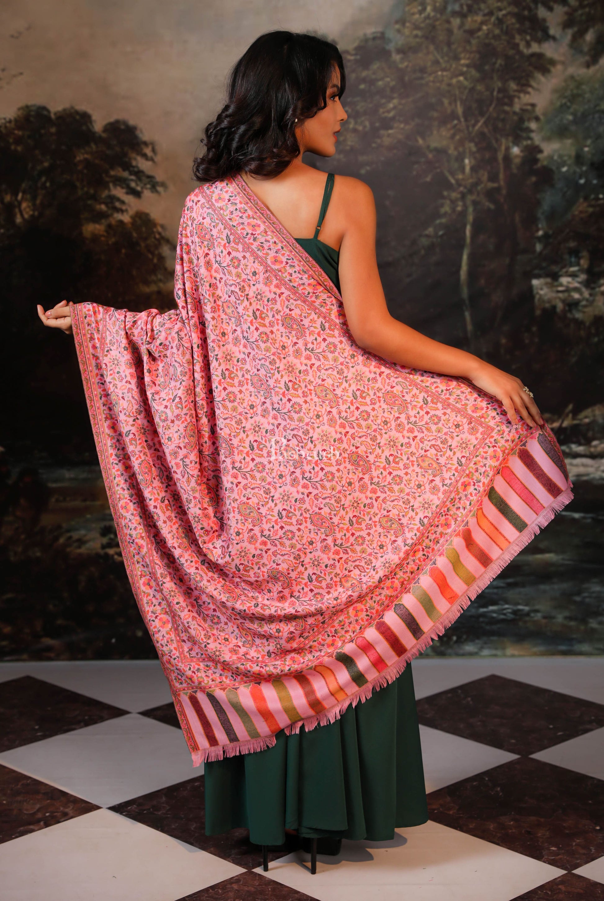 Pashtush India Womens Shawls Pashtush women faux pashmina shawl, ethnic weave design, multi color