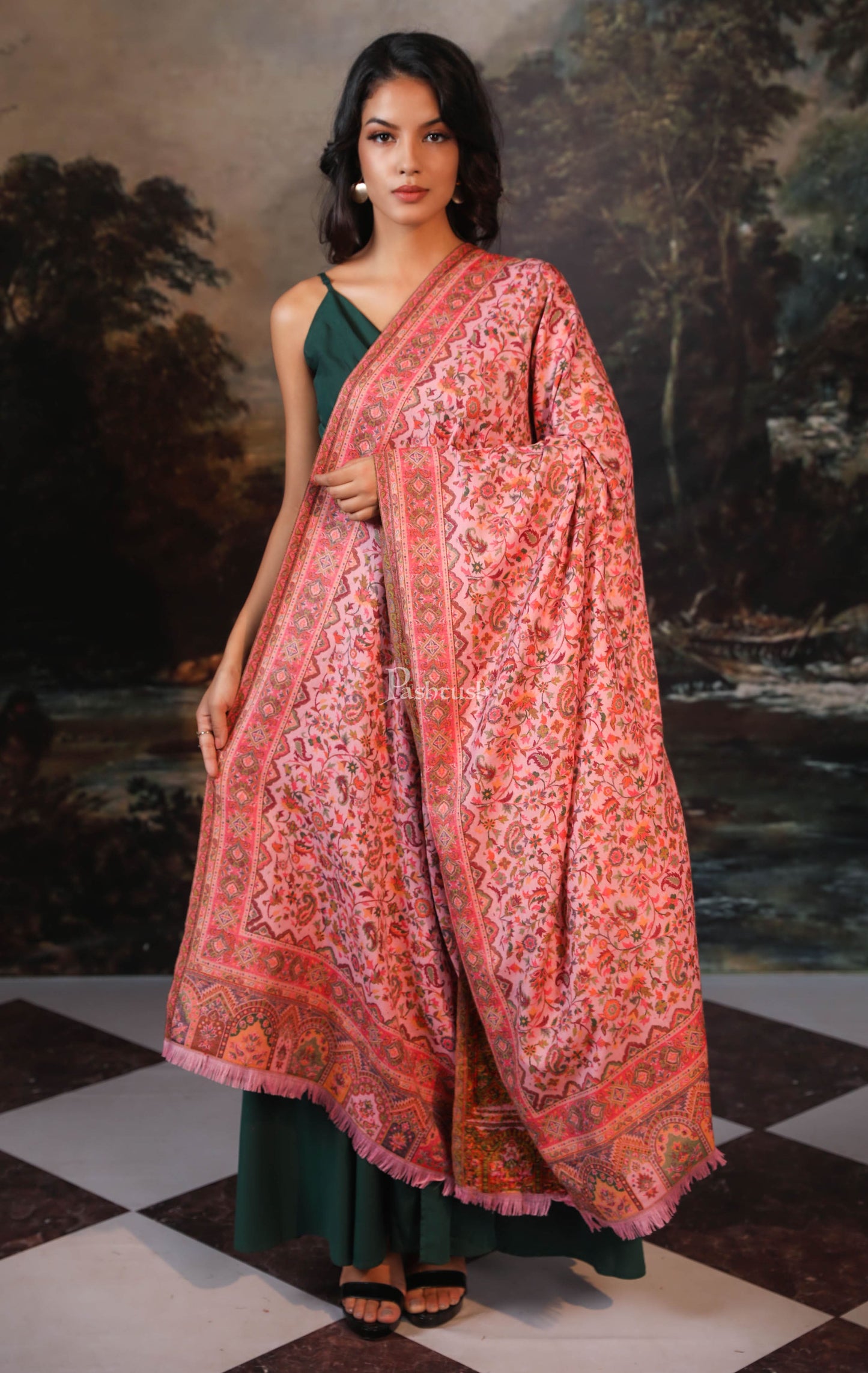 Pashtush India Womens Shawls Pashtush women faux pashmina shawl, ethnic weave design, multi color