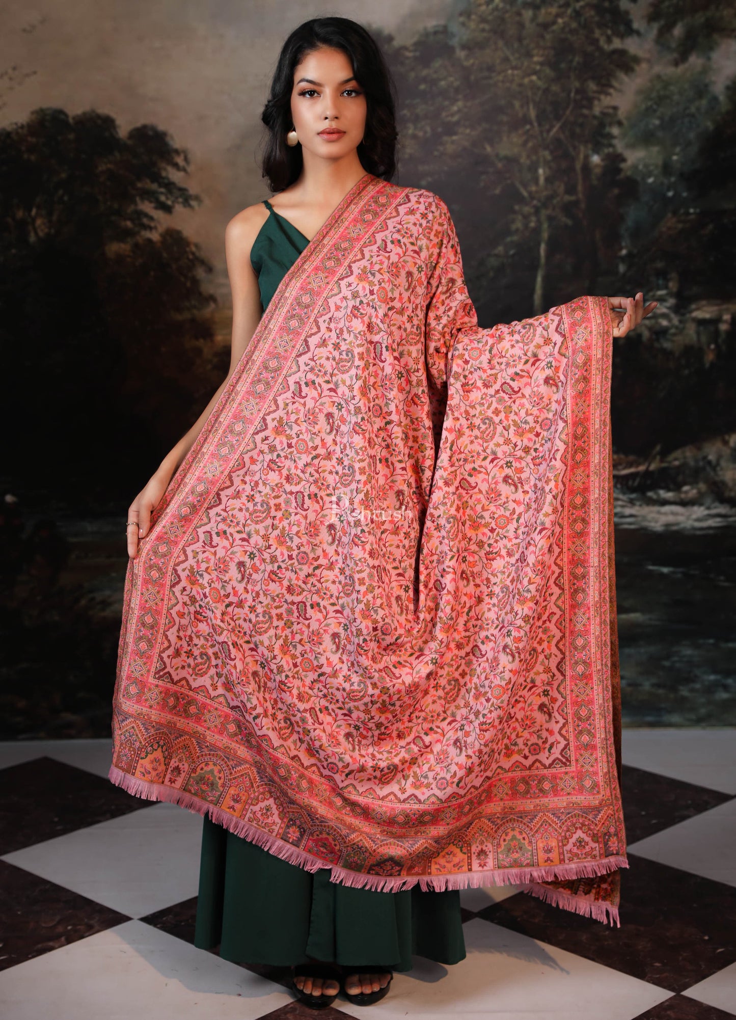 Pashtush India Womens Shawls Pashtush women faux pashmina shawl, ethnic weave design, multi color