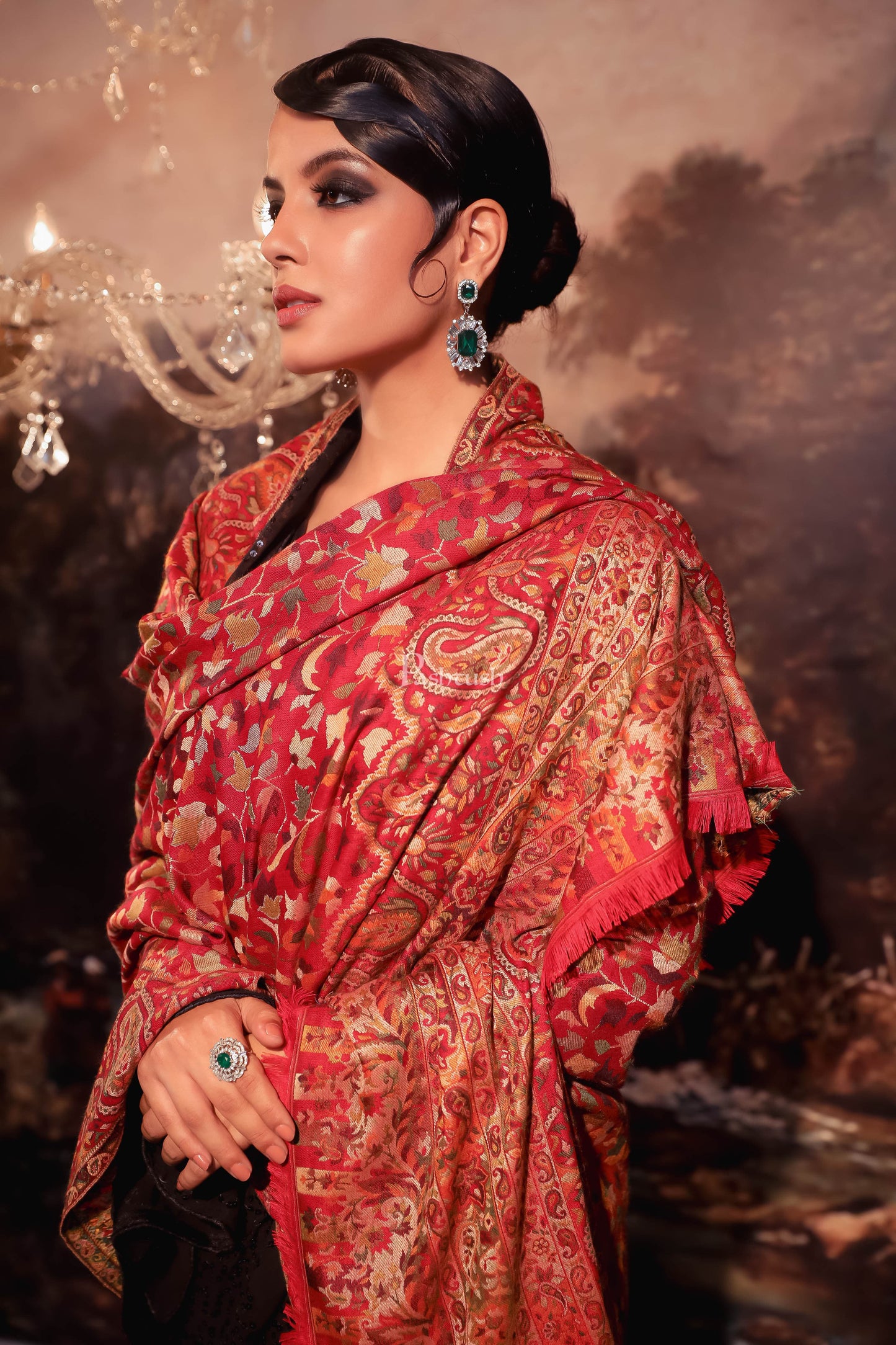Pashtush India Womens Shawls Pashtush women faux pashmina shawl, ethnic weave design, multi color