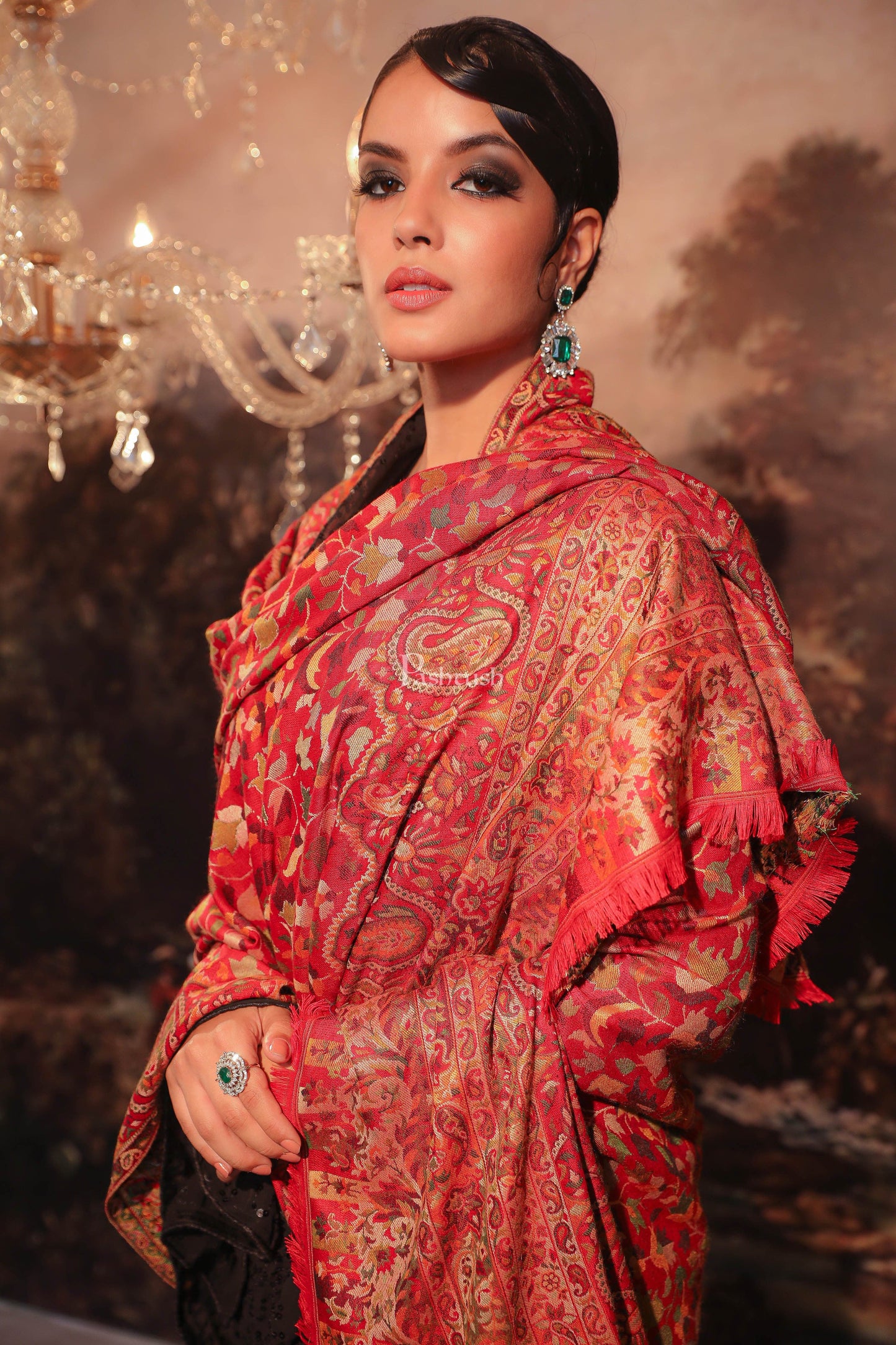 Pashtush India Womens Shawls Pashtush women faux pashmina shawl, ethnic weave design, multi color