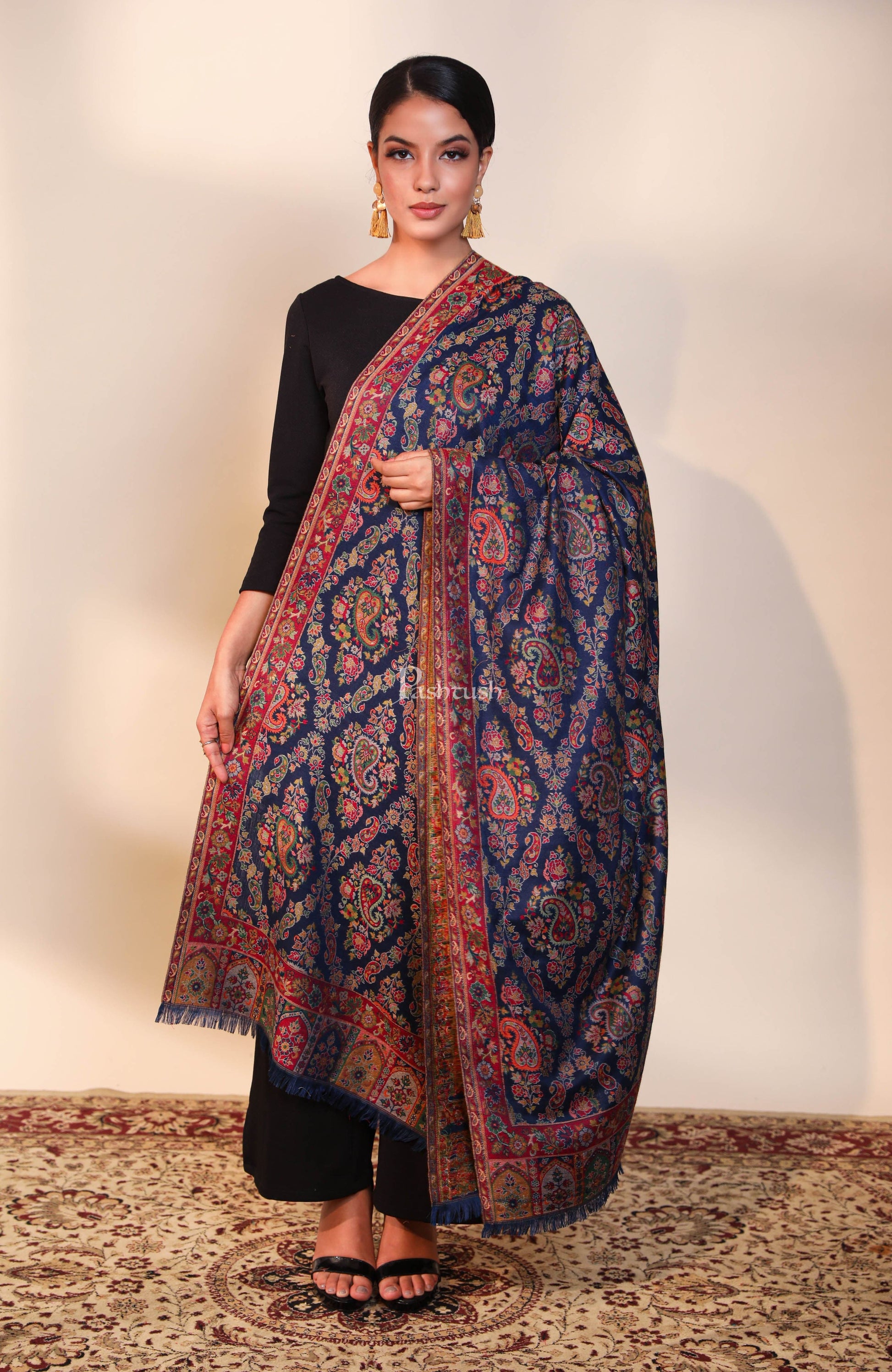 Pashtush India Womens Shawls Pashtush women faux pashmina shawl, ethnic weave design, multi color