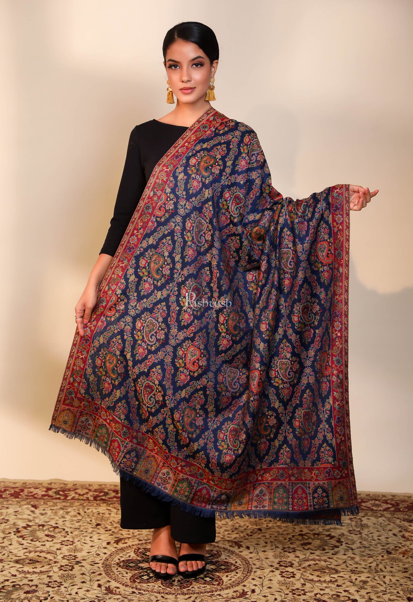 Pashtush India Womens Shawls Pashtush women faux pashmina shawl, ethnic weave design, multi color