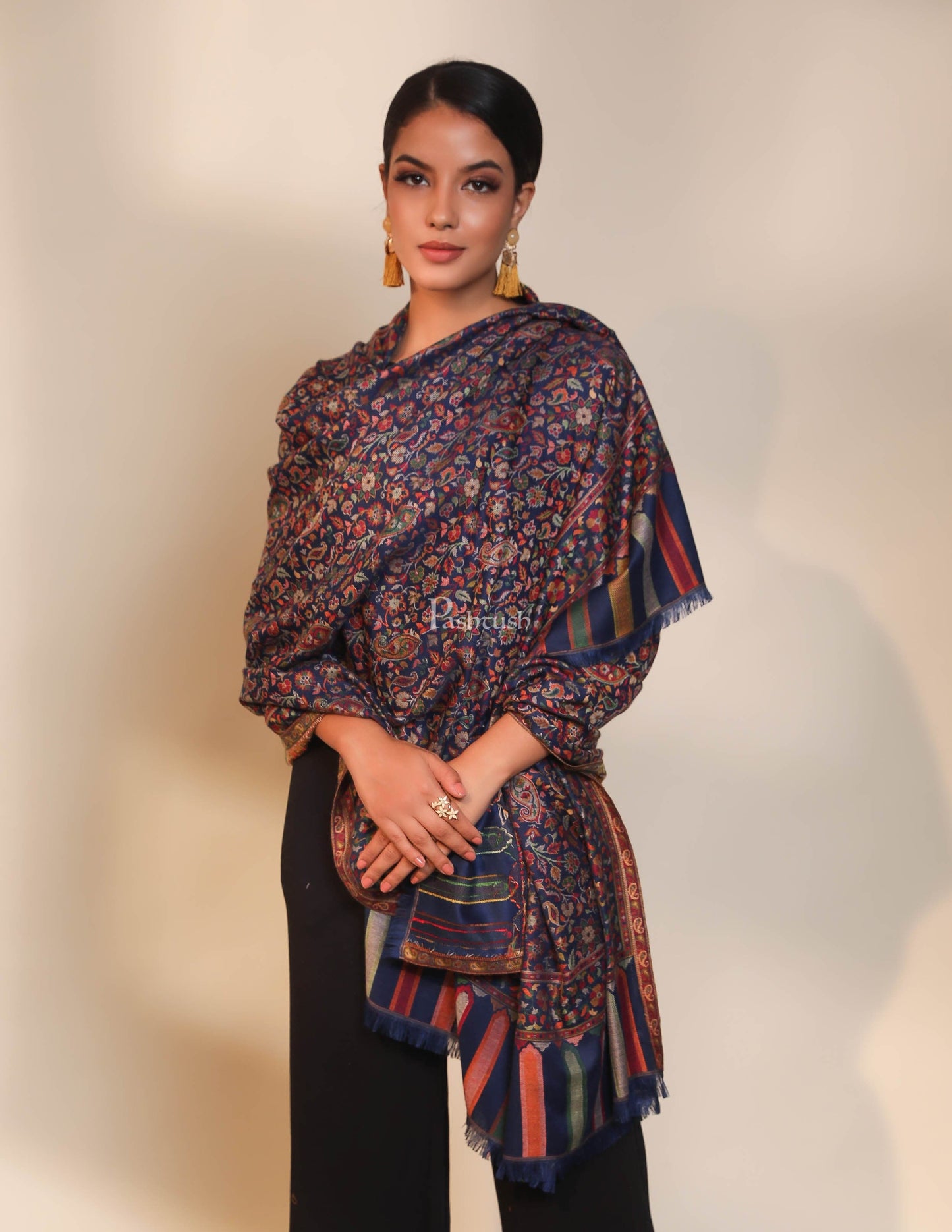 Pashtush India Womens Shawls Pashtush women faux pashmina shawl, ethnic weave design, multi color
