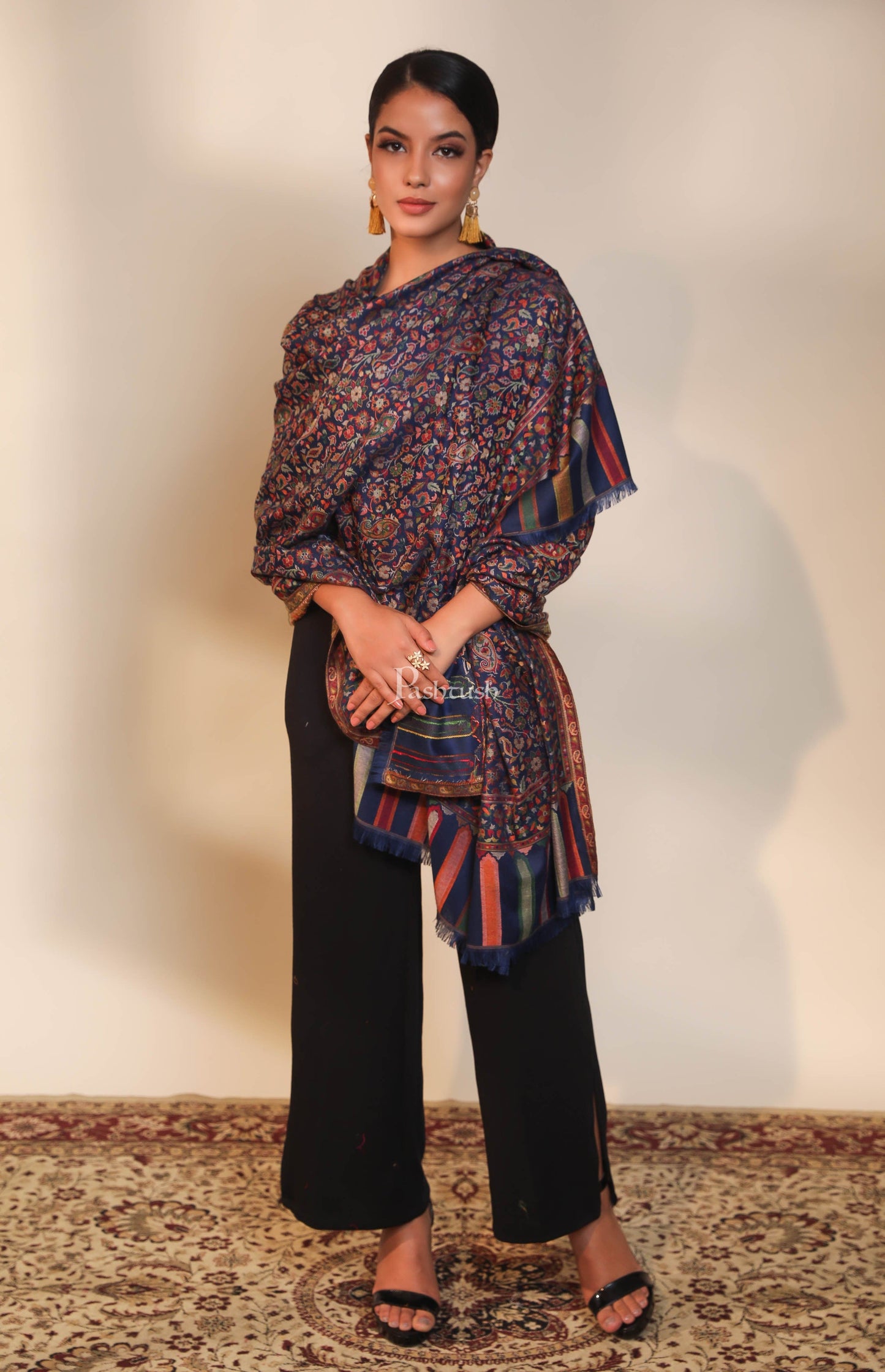 Pashtush India Womens Shawls Pashtush women faux pashmina shawl, ethnic weave design, multi color