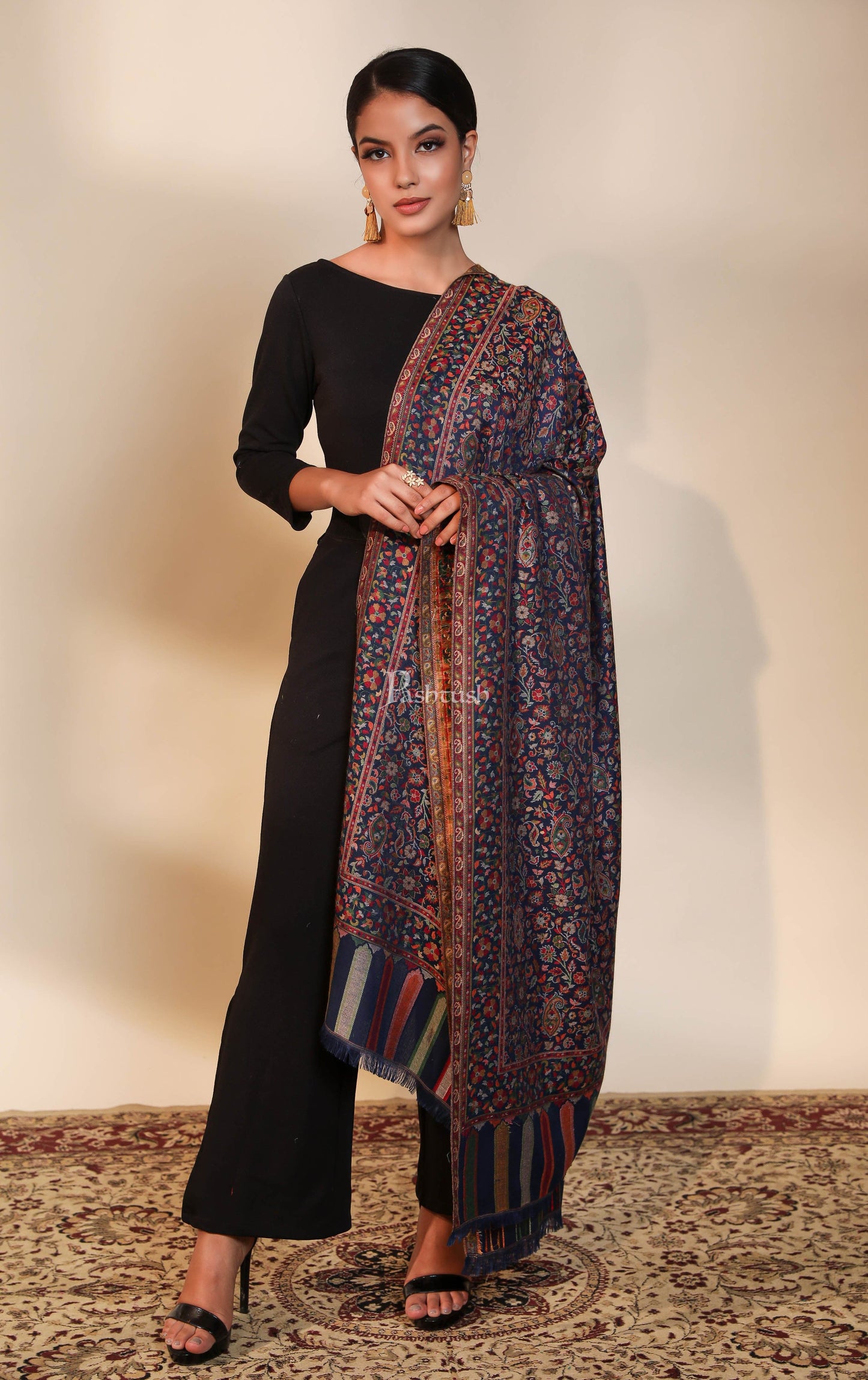 Pashtush India Womens Shawls Pashtush women faux pashmina shawl, ethnic weave design, multi color