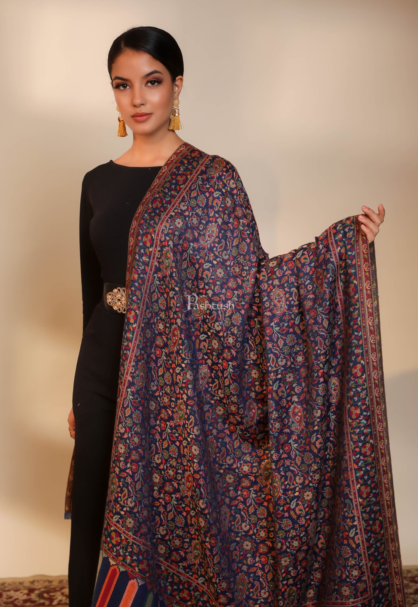 Pashtush India Womens Shawls Pashtush women faux pashmina shawl, ethnic weave design, multi color