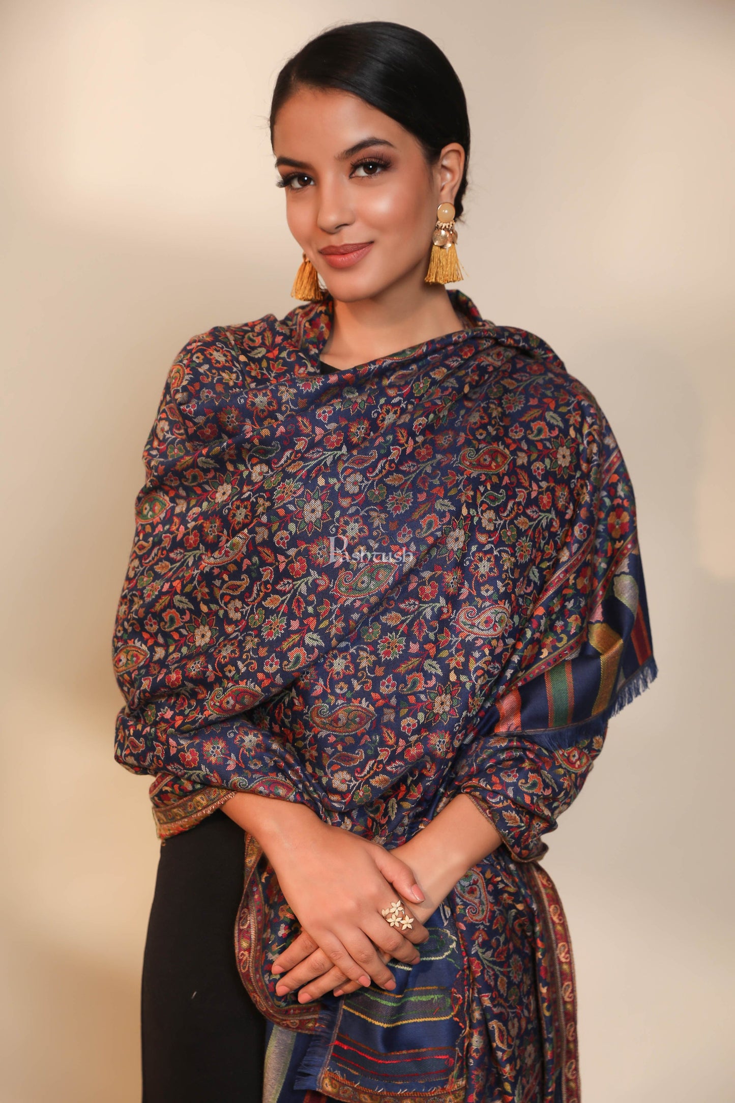 Pashtush India Womens Shawls Pashtush women faux pashmina shawl, ethnic weave design, multi color