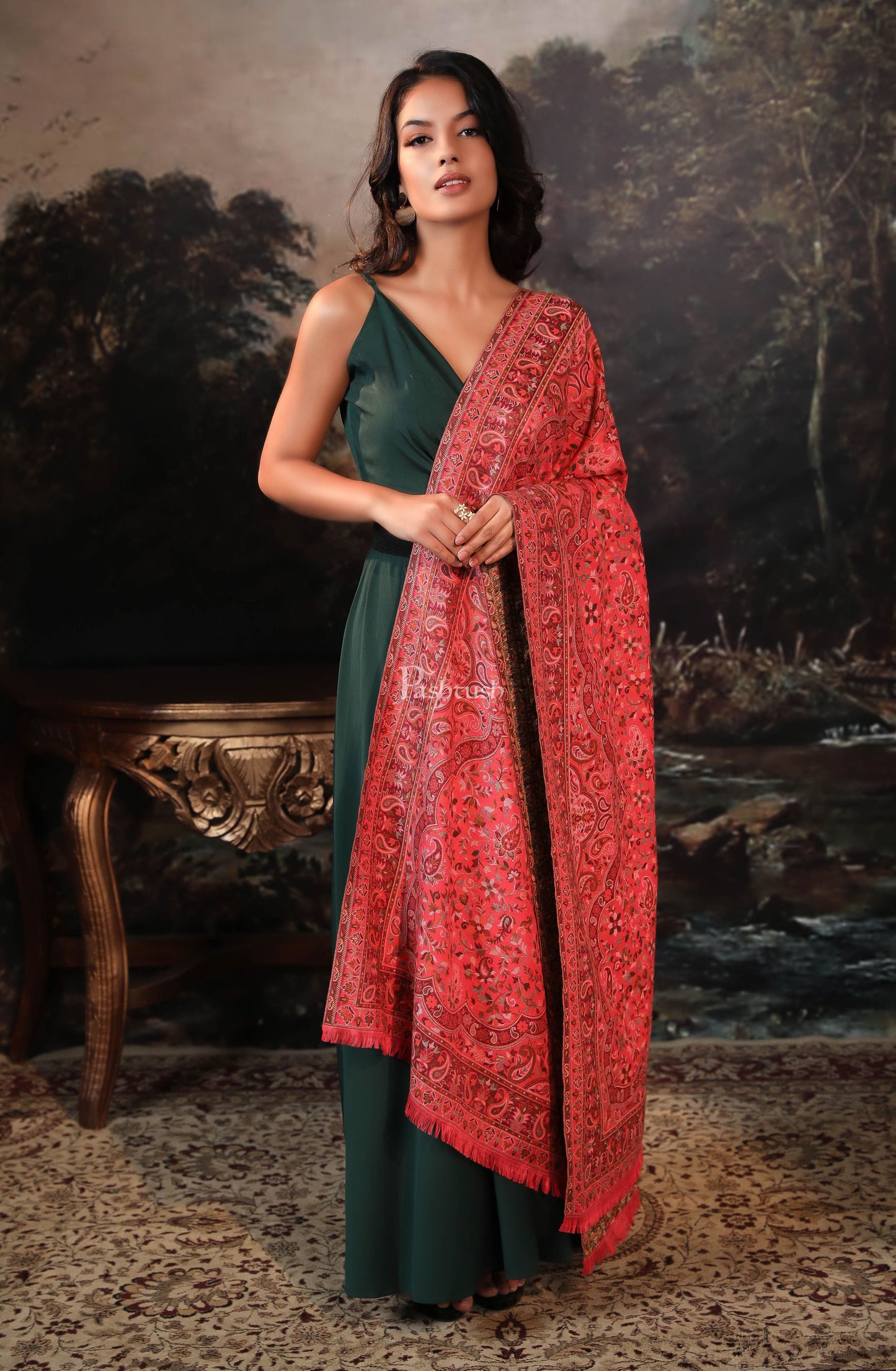 Pashtush India Womens Shawls Pashtush women faux pashmina shawl, ethnic weave design, multi color
