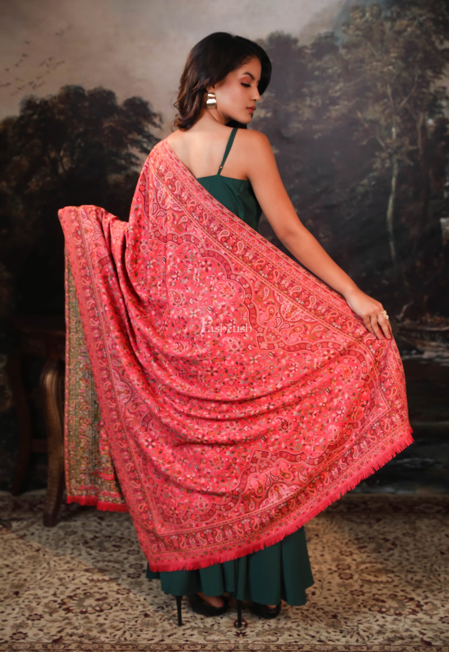 Pashtush India Womens Shawls Pashtush women faux pashmina shawl, ethnic weave design, multi color
