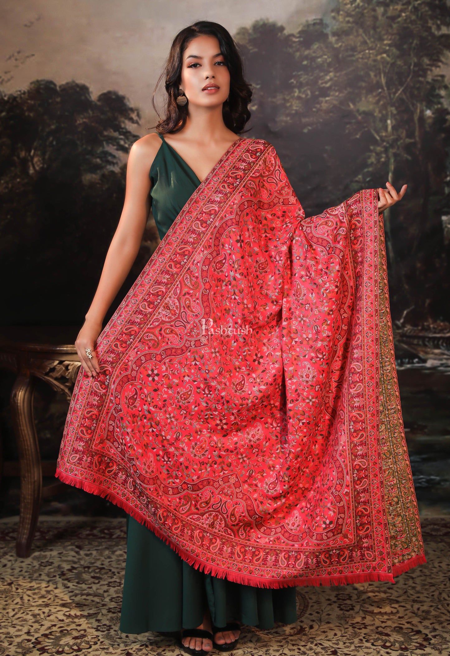 Pashtush India Womens Shawls Pashtush women faux pashmina shawl, ethnic weave design, multi color