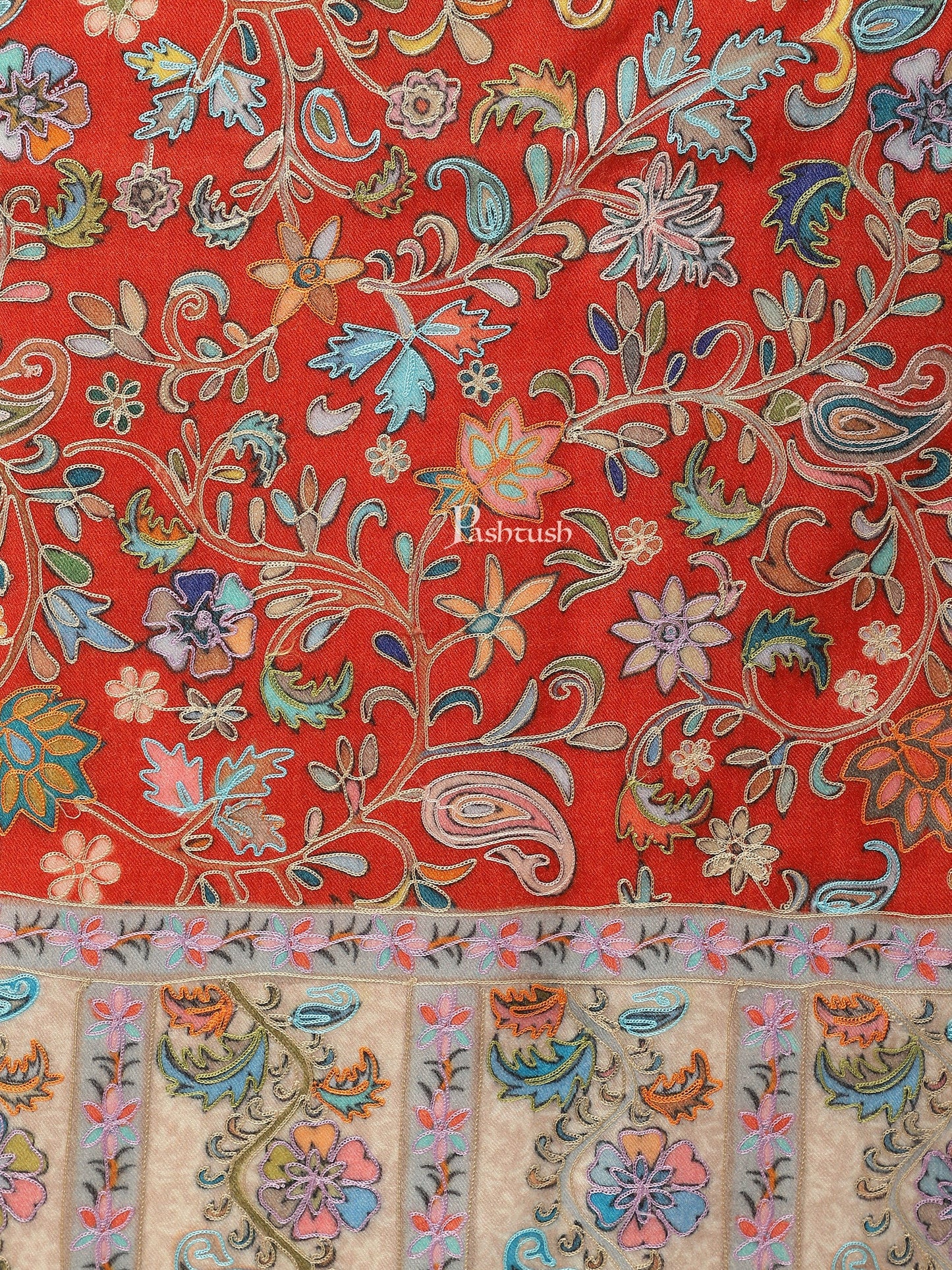 Pashtush India Womens Stoles and Scarves Scarf Pashtush women Fine Wool stole, Kalamkari design, Multicolour