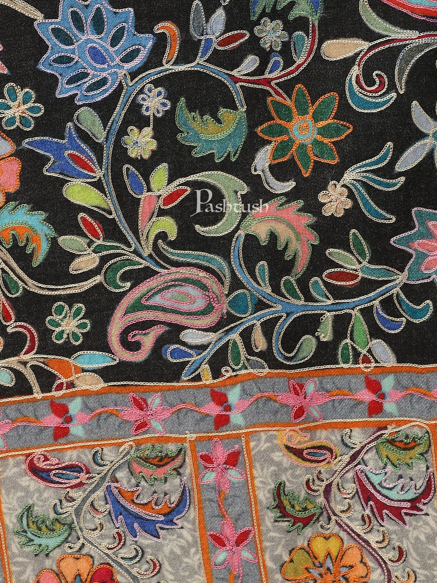 Pashtush India Womens Stoles and Scarves Scarf Pashtush women Fine Wool stole, Kalamkari design, Multicolour