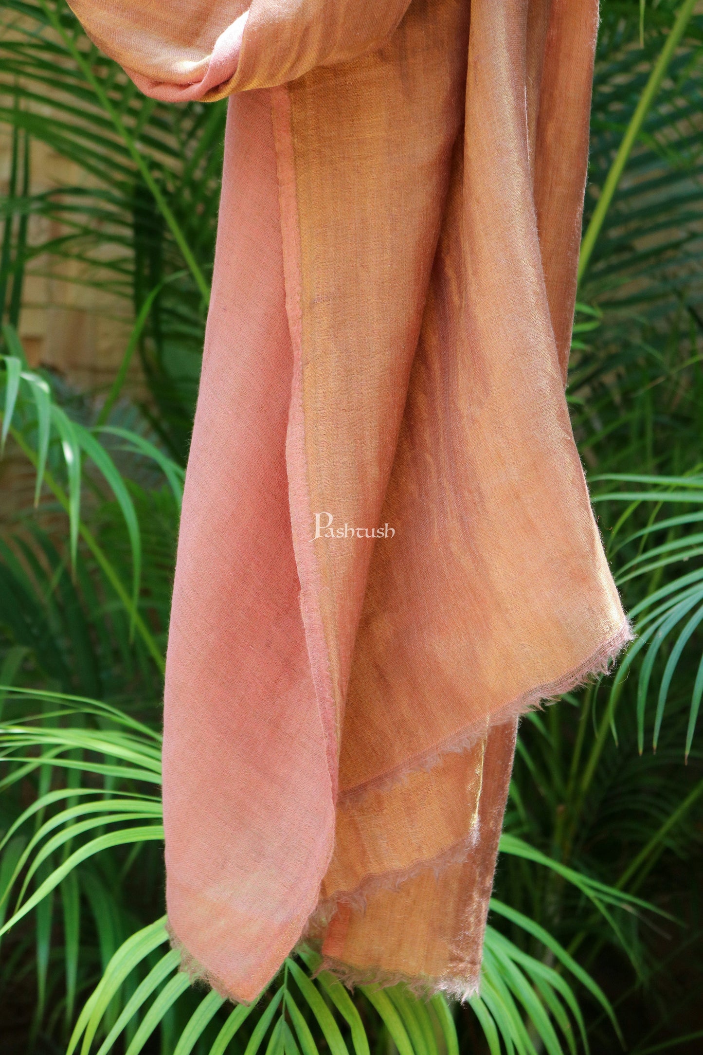 Pashtush India Womens Stoles and Scarves Scarf Pashtush women Fine Wool stole, reversible twilight design, golden