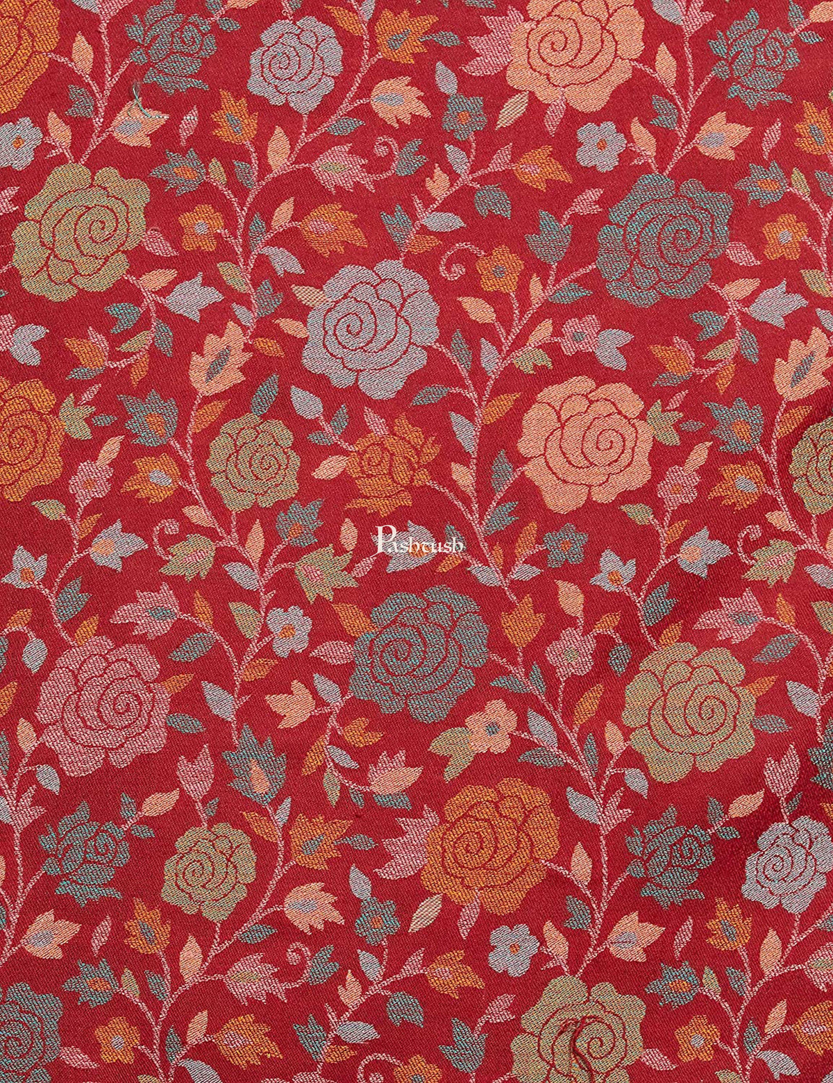 Pashtush India Womens Shawls Pashtush Women Red Ethnic Motifs Woven Design Designer Shawl