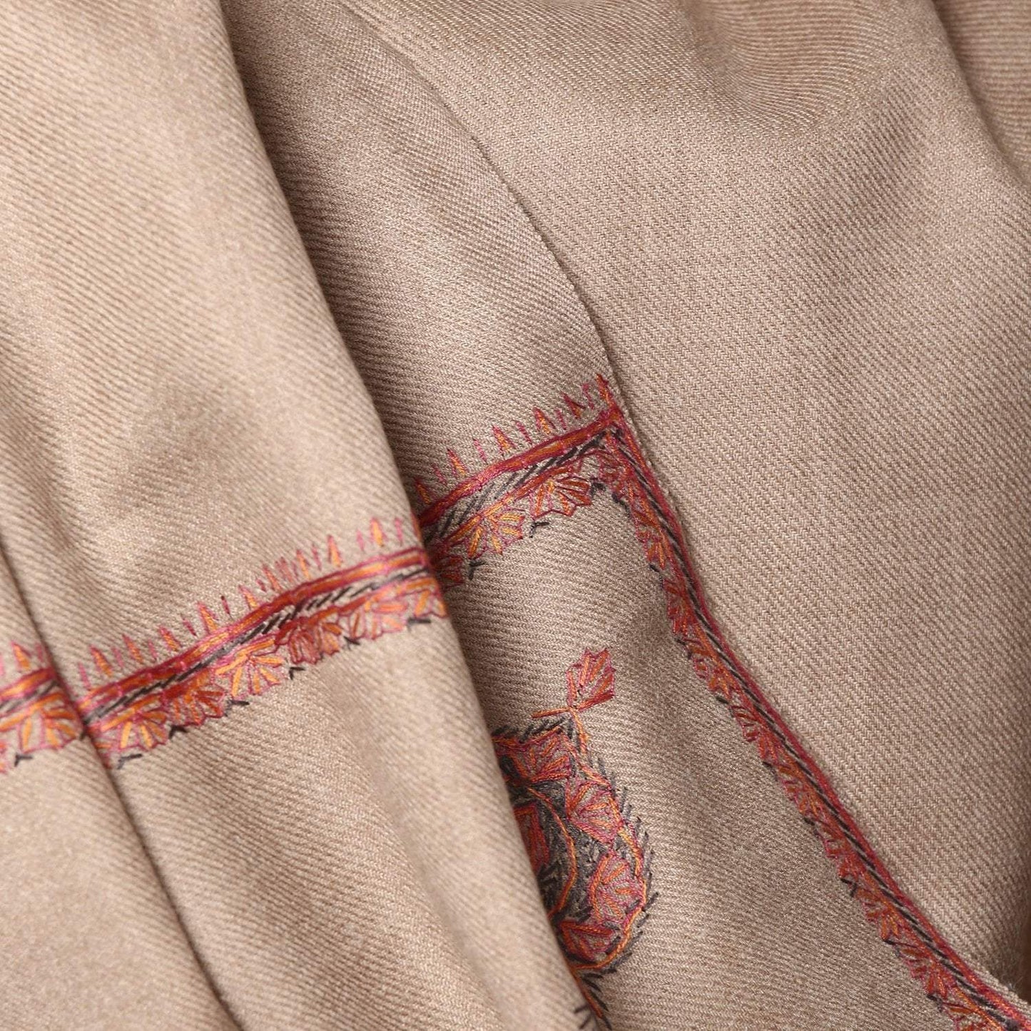 Pashtush India 100x200 Pashtush Women's 100% Hand Embroidery Kashmiri Shawl, With Kingri Sozni Embroidery Borderwork