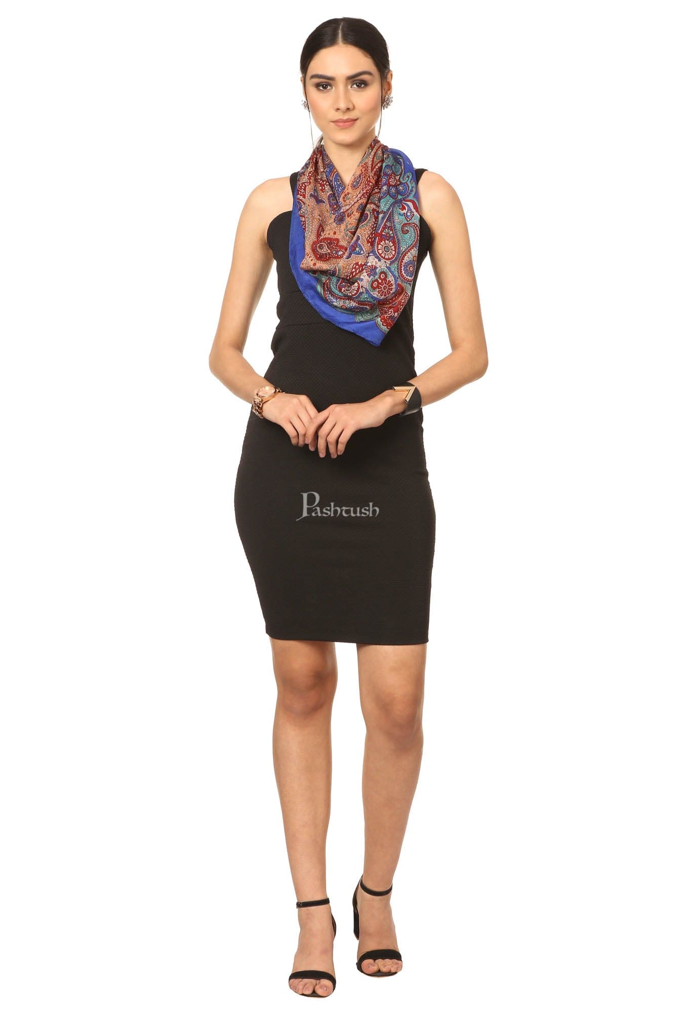 Pashtush India Womens Stoles and Scarves Scarf Pashtush Women'S 100% Pure Silk, Printed Scarf - Chanting Paisleys