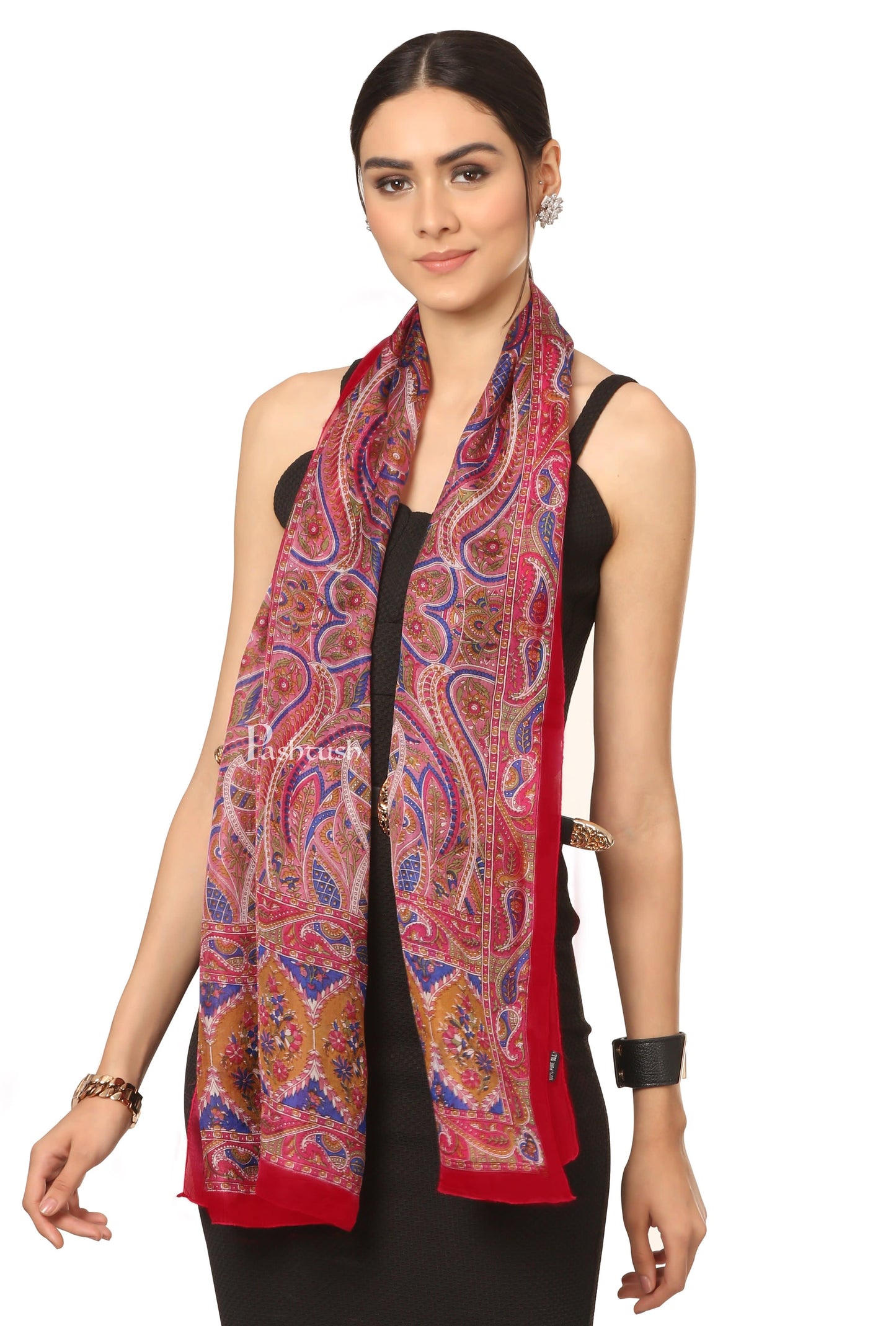 Pashtush India Scarf Pashtush Women's 100% Pure Silk, Printed Scarf - Paisley Romance