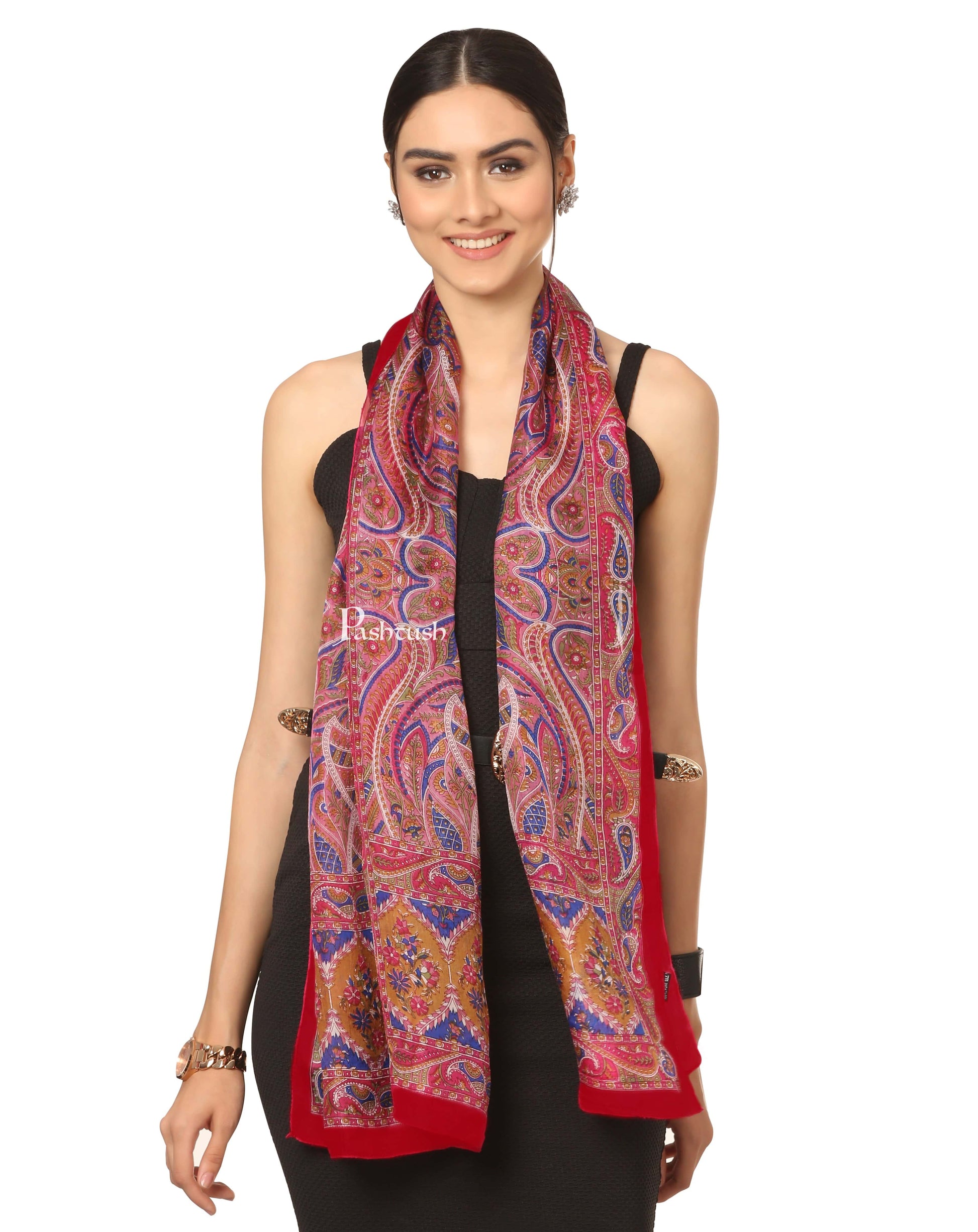 Pashtush India Scarf Pashtush Women's 100% Pure Silk, Printed Scarf - Paisley Romance