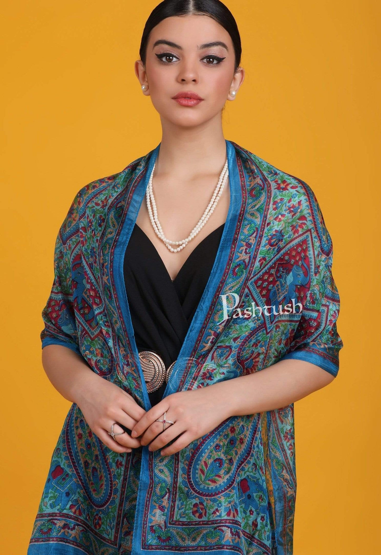 Pashtush India Scarf Pashtush Women's 100% Pure Silk, Printed Scarf, Ultra Soft and Smooth