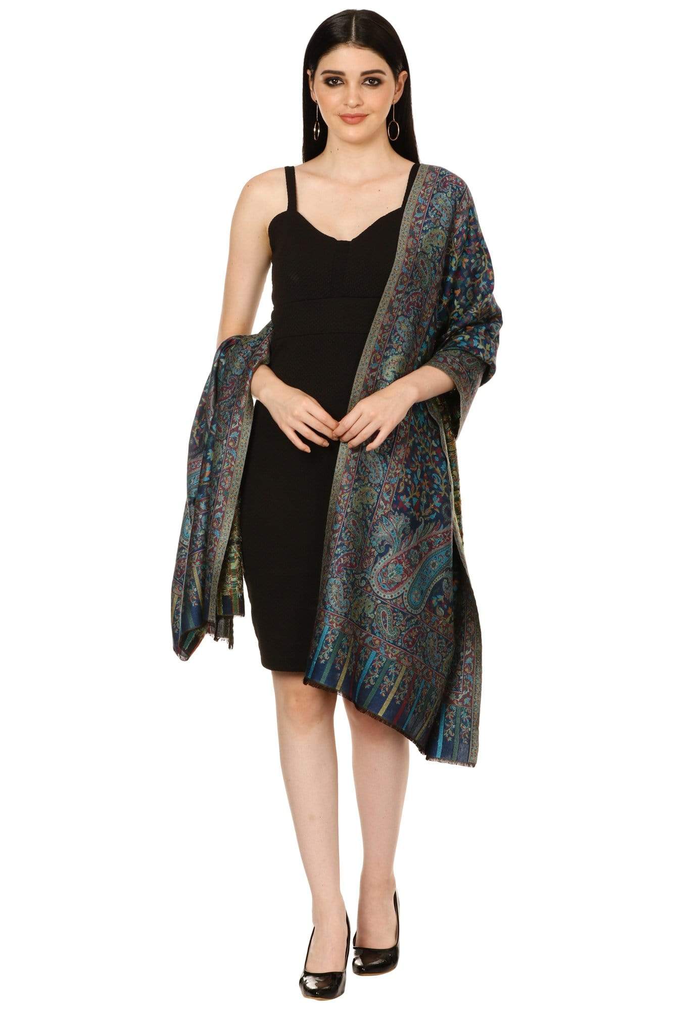 Pashtush India 70x200 Pashtush Women's Antique Scarf, Extra soft Bamboo, Arabic Blue