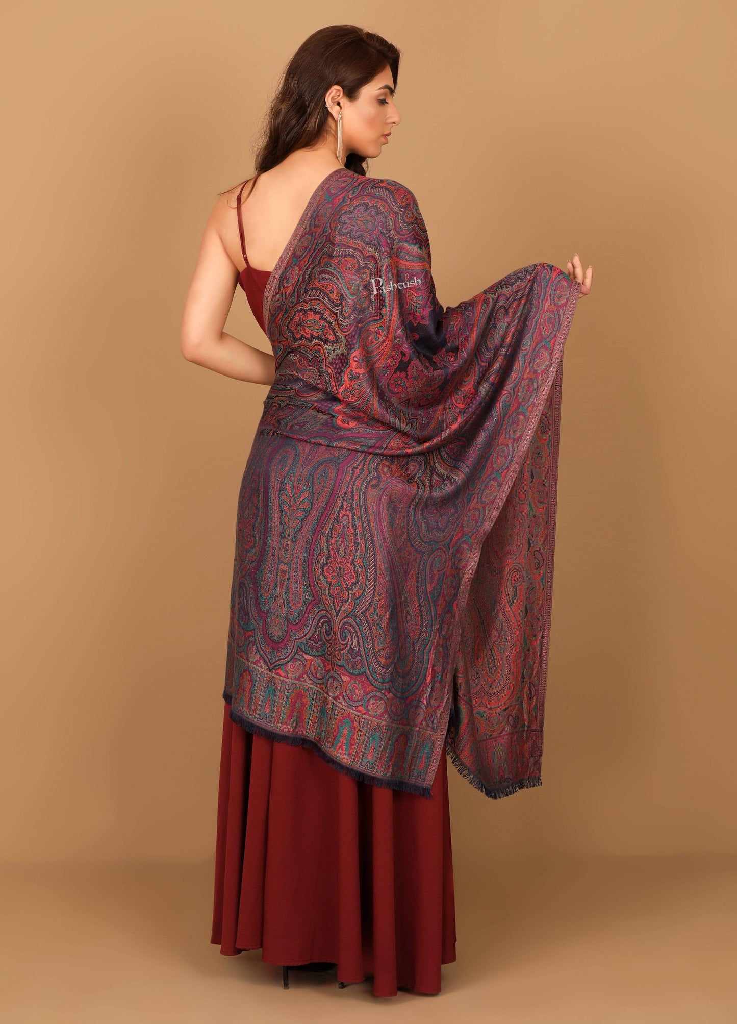 Pashtush Shawl Store Stole Pashtush Women's Antique Scarf, Extra soft Bamboo, Ethnic Kashmiri Weave
