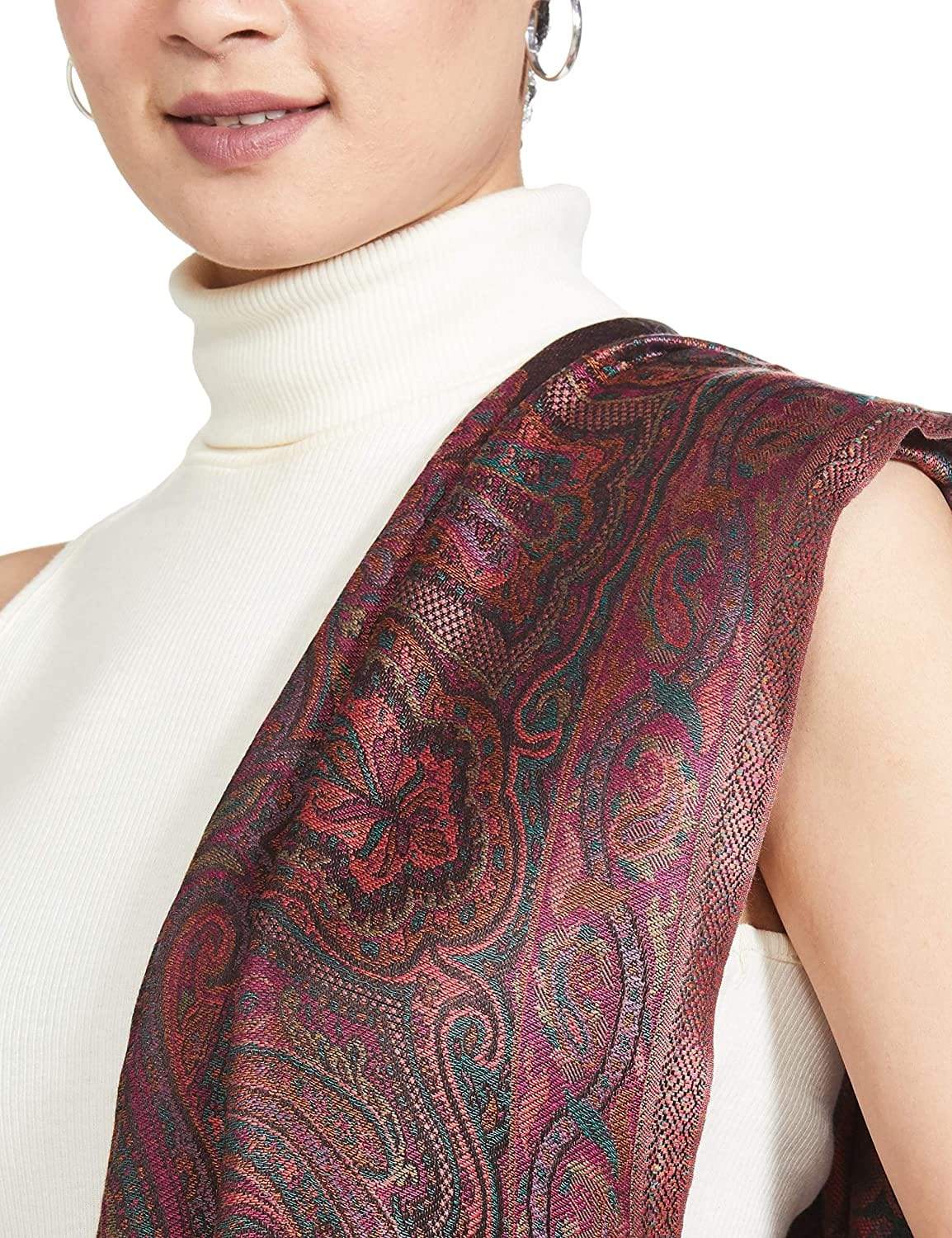 Pashtush India 70x200 Pashtush Women's Antique Scarf, Extra soft Bamboo, Ethnic Kashmiri Weave