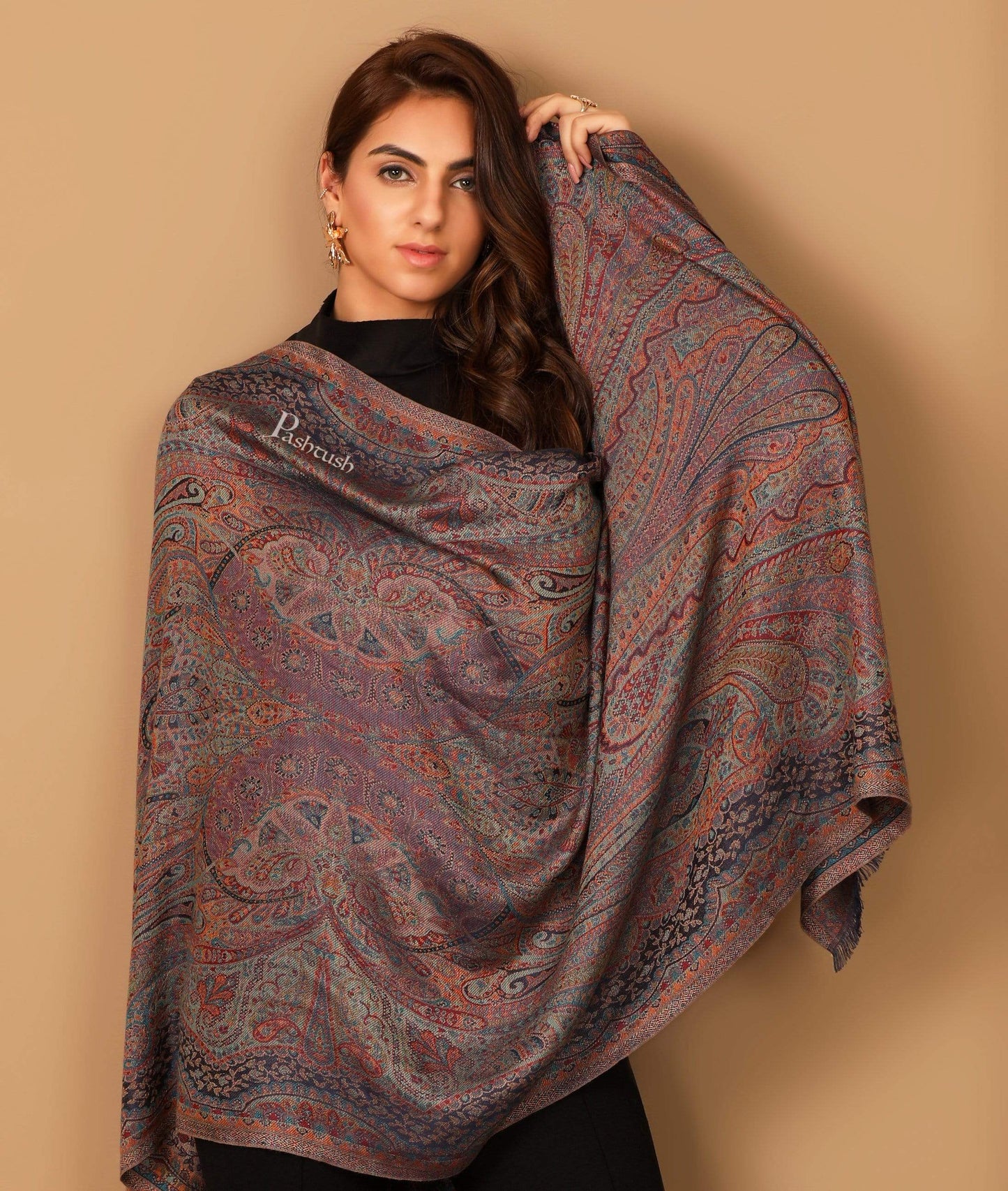 Pashtush Shawl Store Stole Pashtush Women's Antique Scarf, Extra soft Bamboo, Paisley Gardens