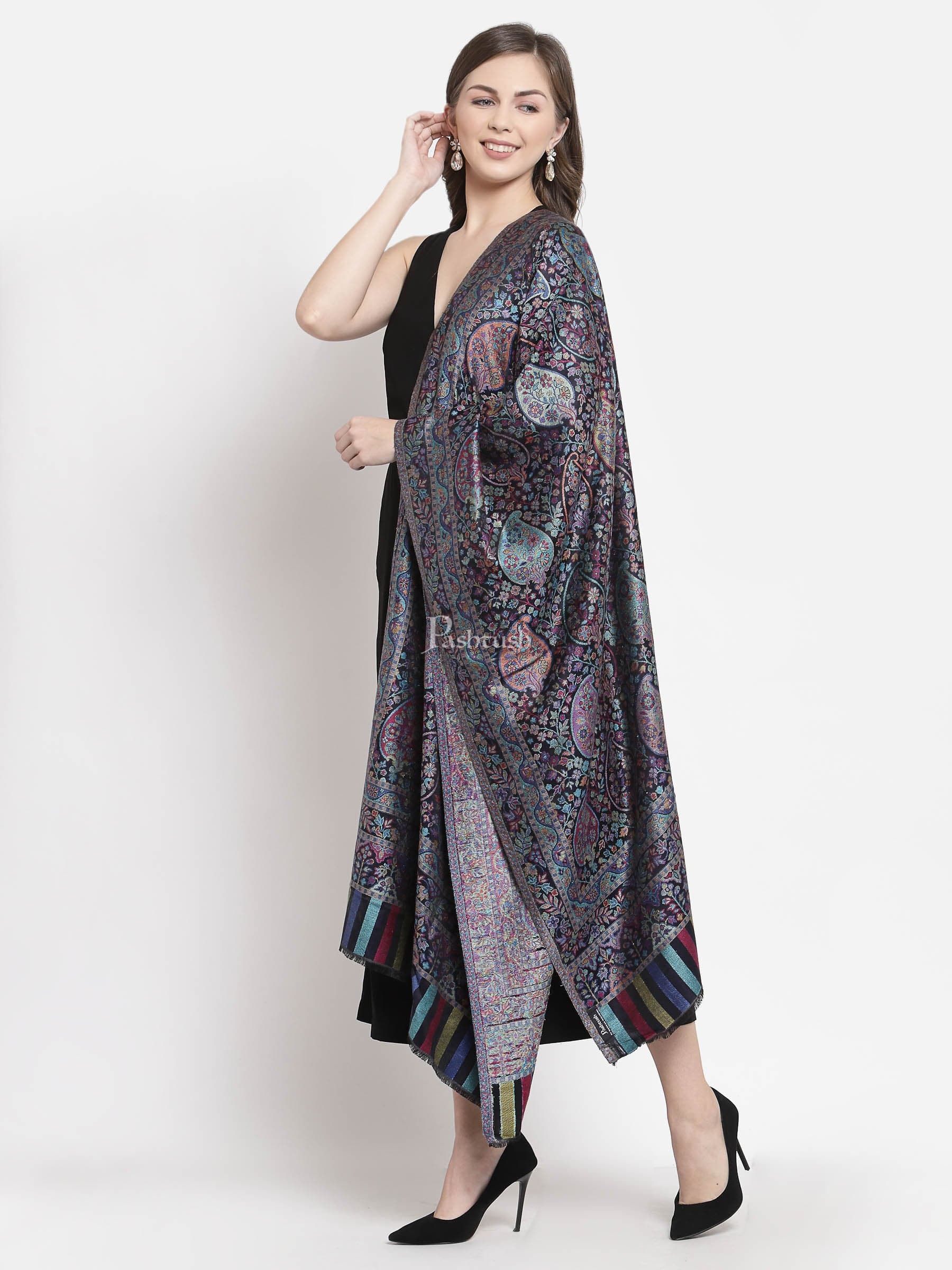 Pashtush India Womens Stoles and Scarves Scarf Pashtush Women'S Antique Scarf, Extra Soft Bamboo, Peacock Blue