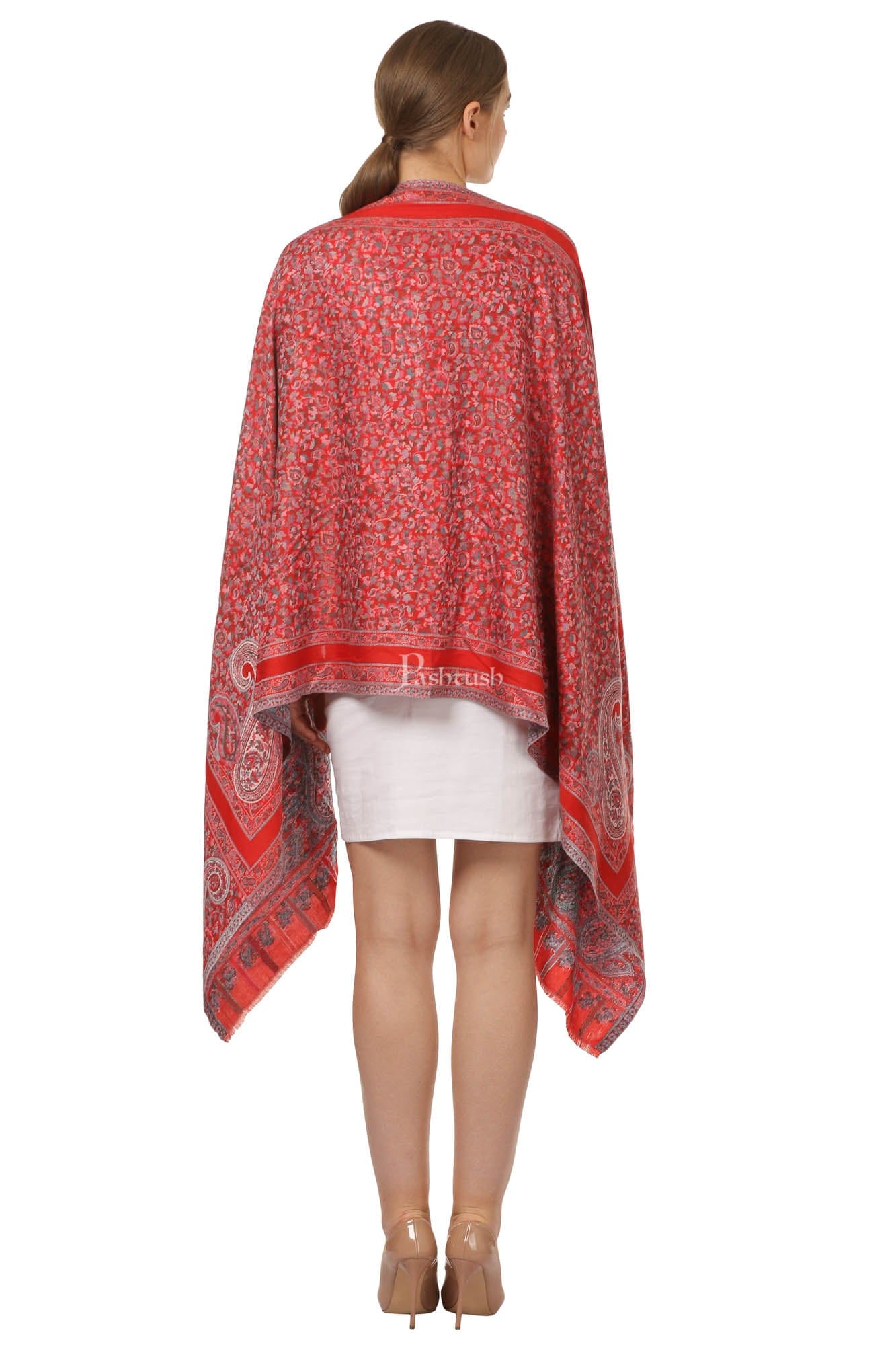 Pashtush India Womens Stoles and Scarves Scarf Pashtush Women'S Ethnic Design, Soft Bamboo Scarf, Casual Stoles - Red