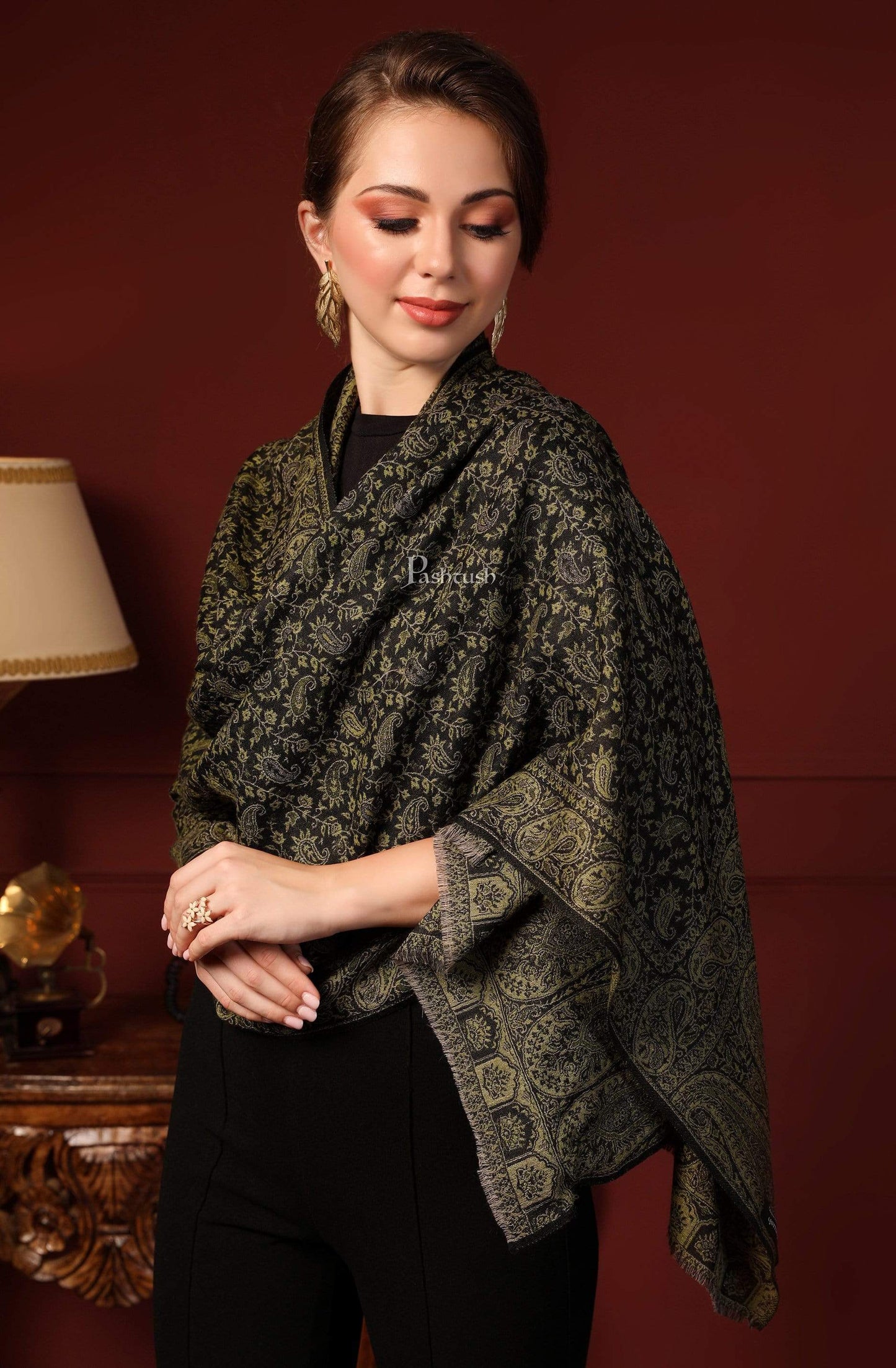 Pashtush India 70x200 Pashtush Women's Ethnic Weave Stole, Fine Wool