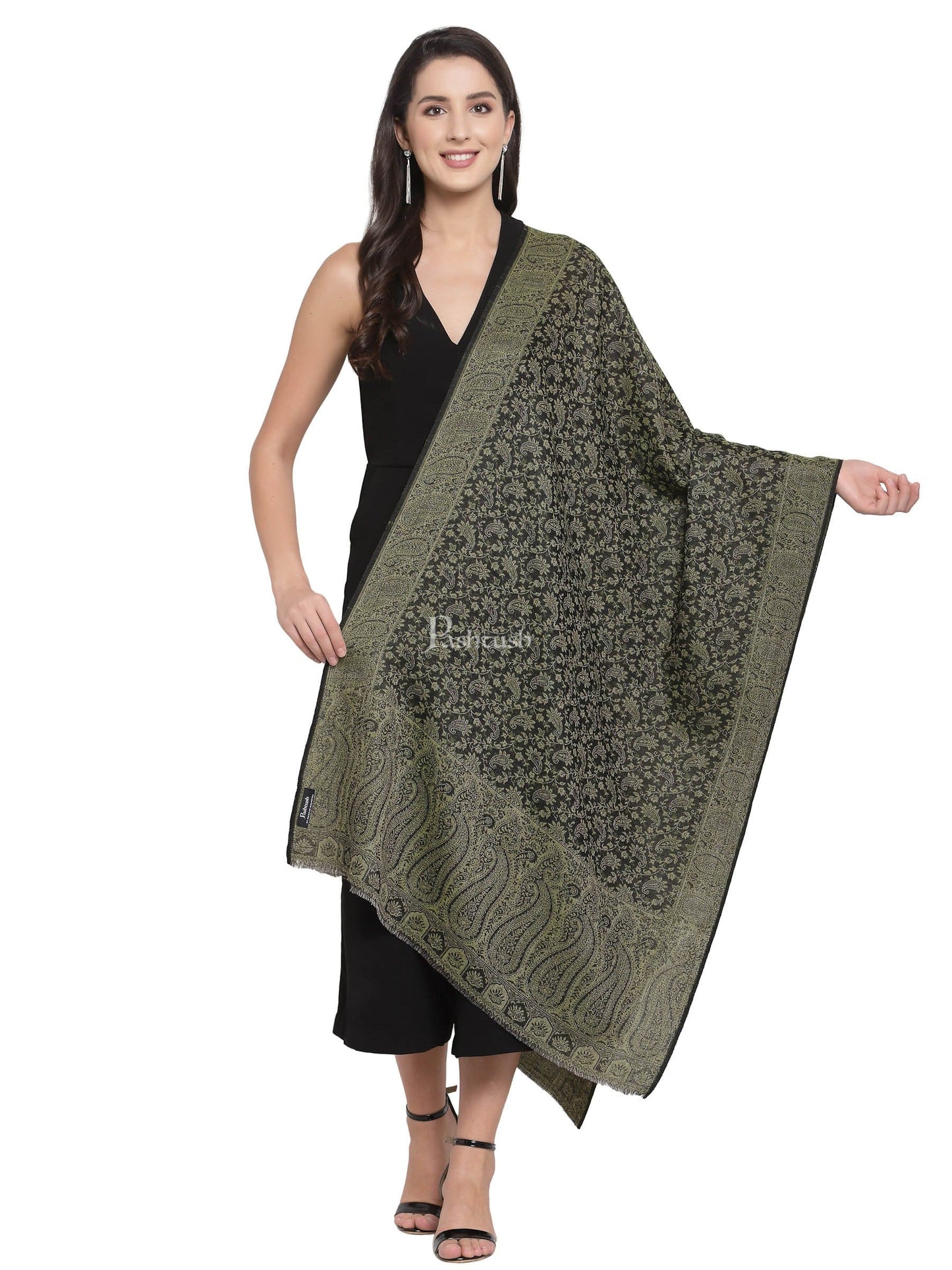Pashtush India Womens Stoles and Scarves Scarf Pashtush Women'S Ethnic Weave Stole, Fine Wool