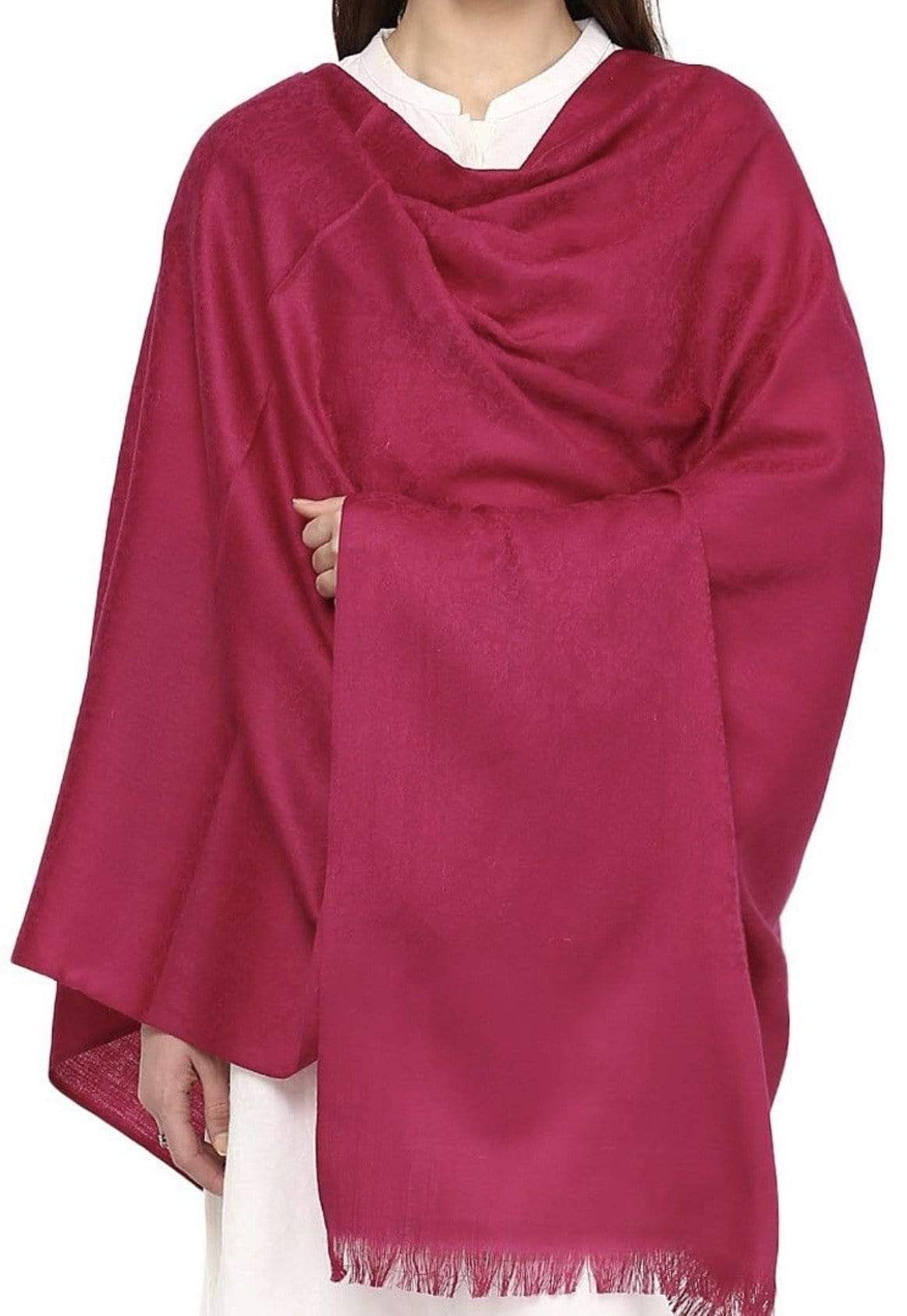 Pashtush India 100x200 Pashtush Women's Fine Wool Shawl, Paisley Design, Deep Pink