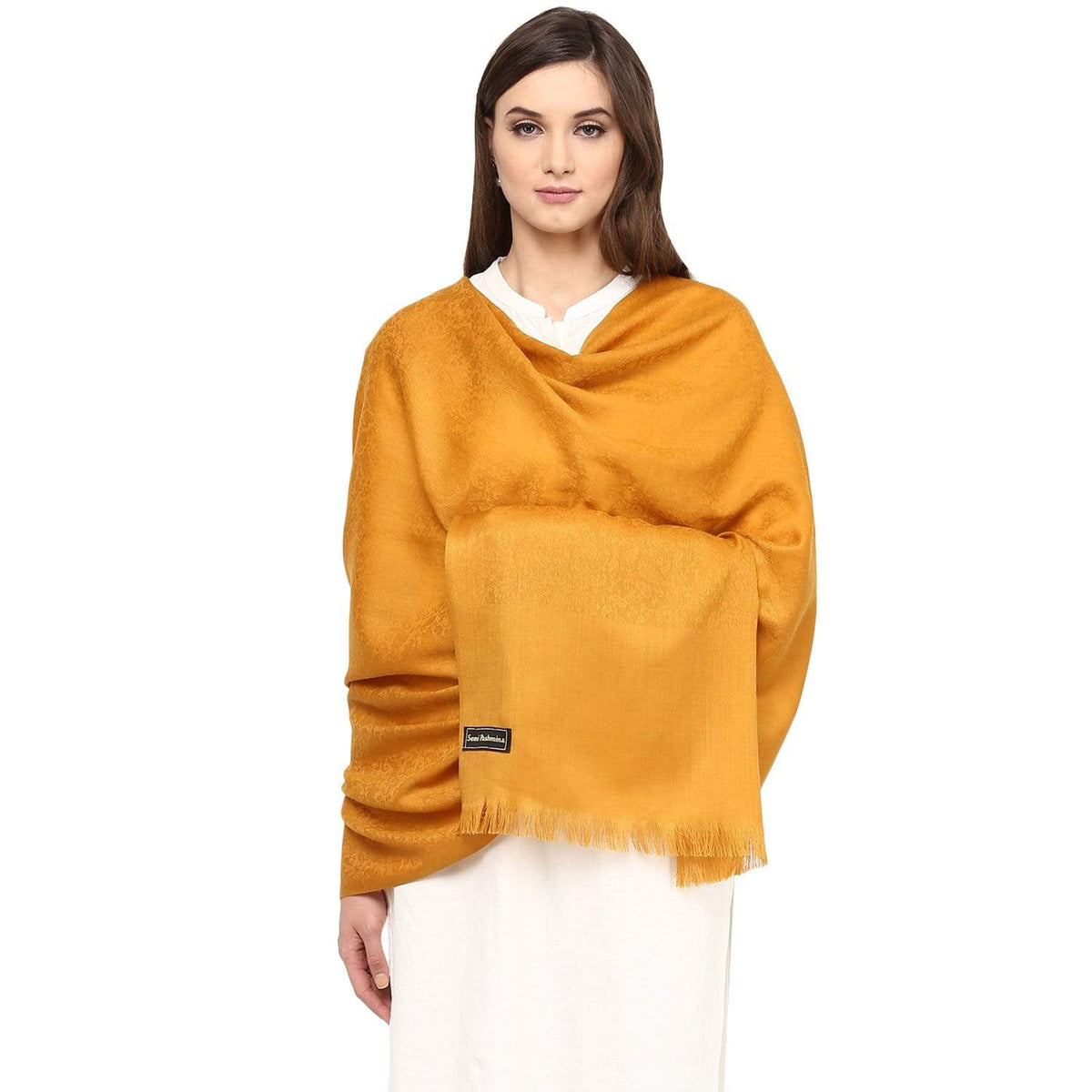 Pashtush India 100x200 Pashtush Women's Fine Wool Shawl, Paisley Design, Mustard