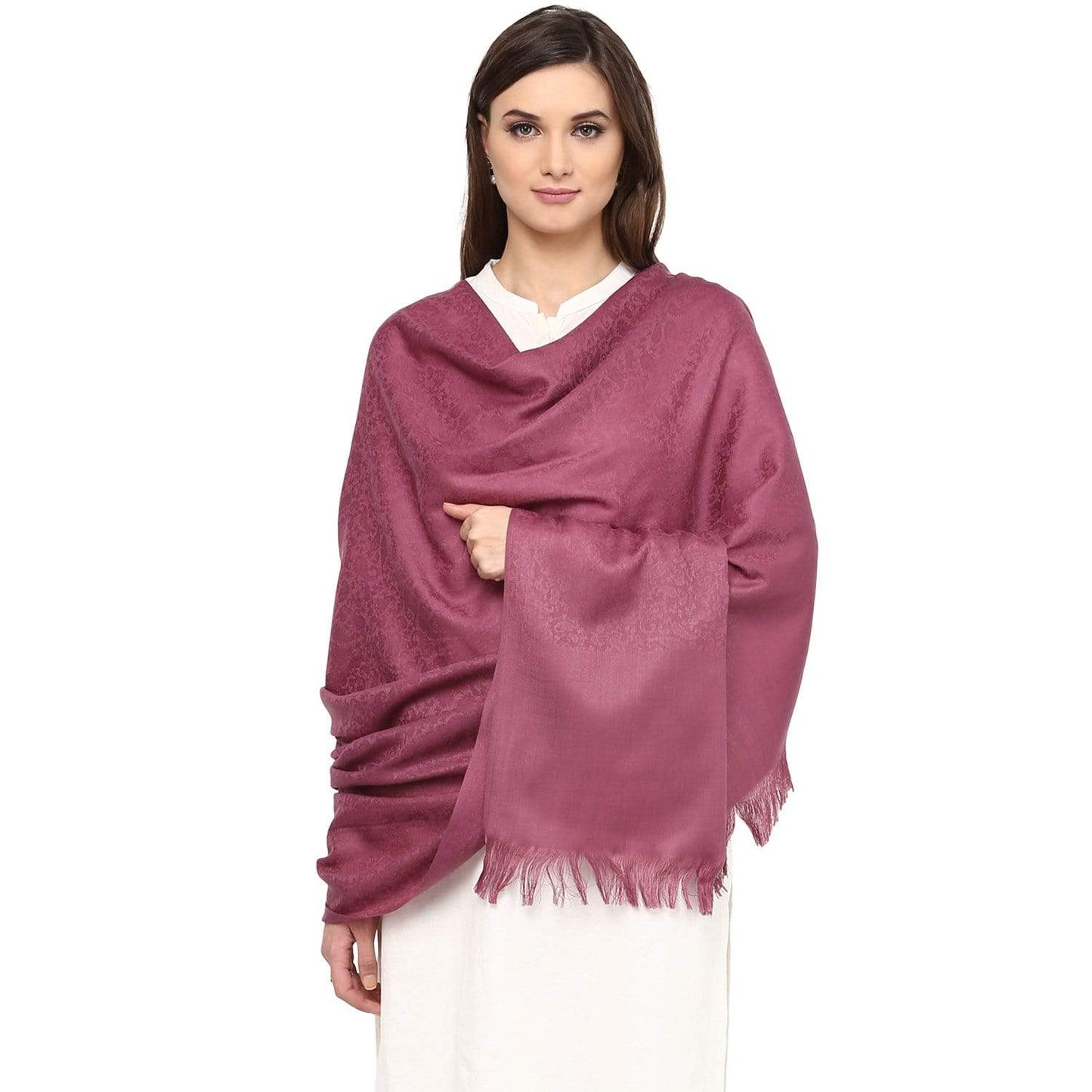 Pashtush India 100x200 Pashtush Women's Fine Wool Shawl, Paisley Design, Peel Lilac