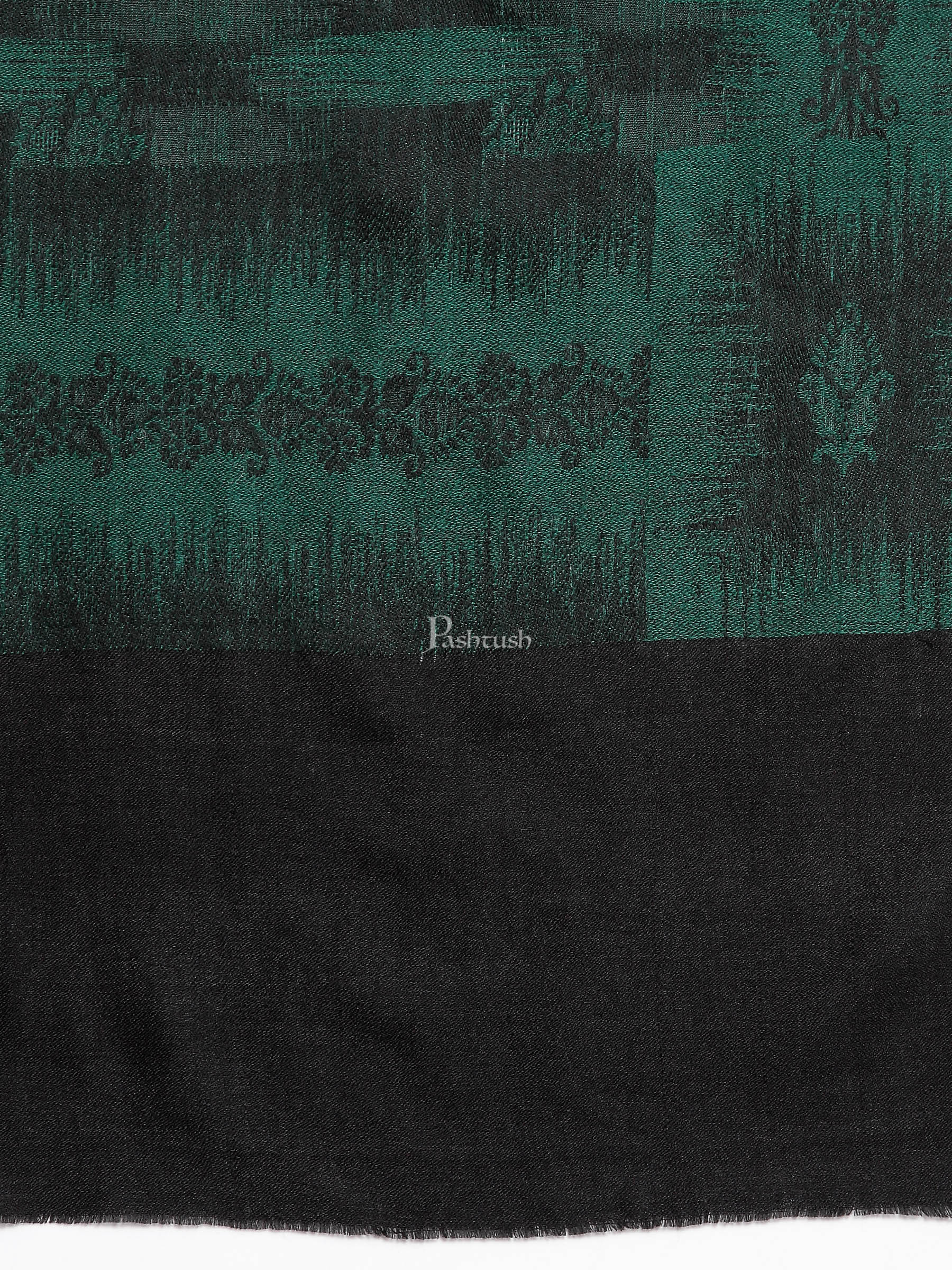 Pashtush India Womens Stoles and Scarves Scarf Pashtush Women'S Fine Wool Stole, Ikkat Design, Azure Green