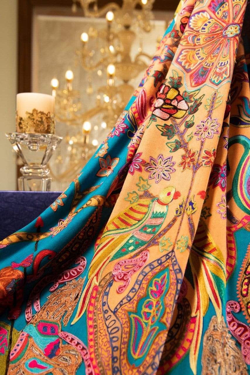 Pashtush India 100x200 Pashtush Women’s hand embroidered Heavy Nalki Jaal Shawl in Pure Wool (certified)