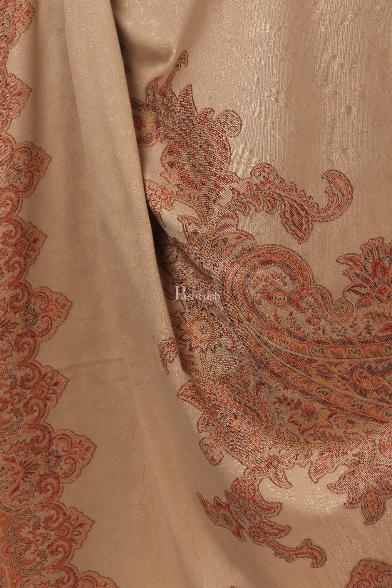 Pashtush India Womens Shawls Pashtush Women'S Jacquard Ambi Shawl, Warm And Soft, Faux Pashmina - Beige