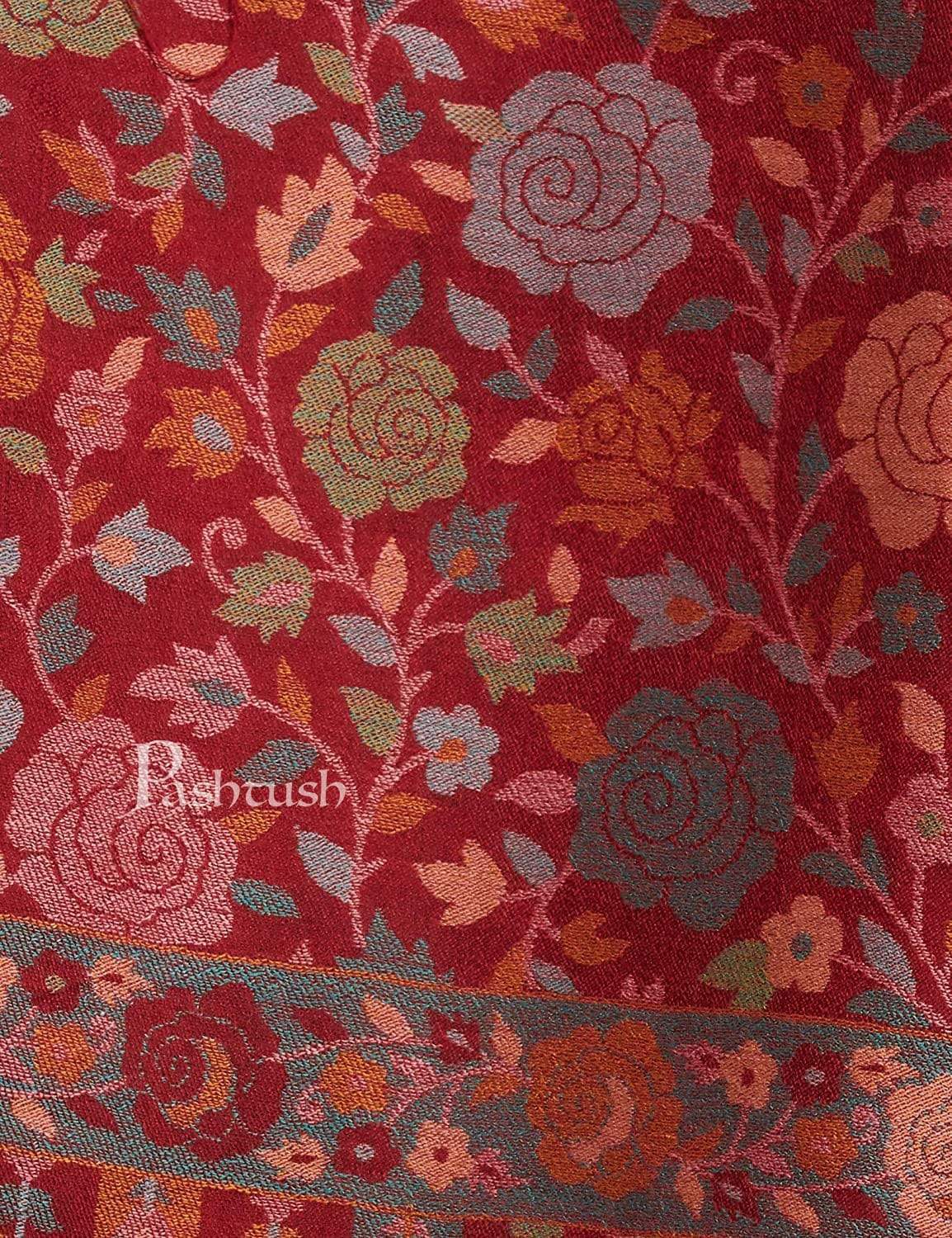 Pashtush India Womens Stoles and Scarves Scarf Pashtush Women's Jacquard Ethnic Light Weight Floral Stole, Maroon