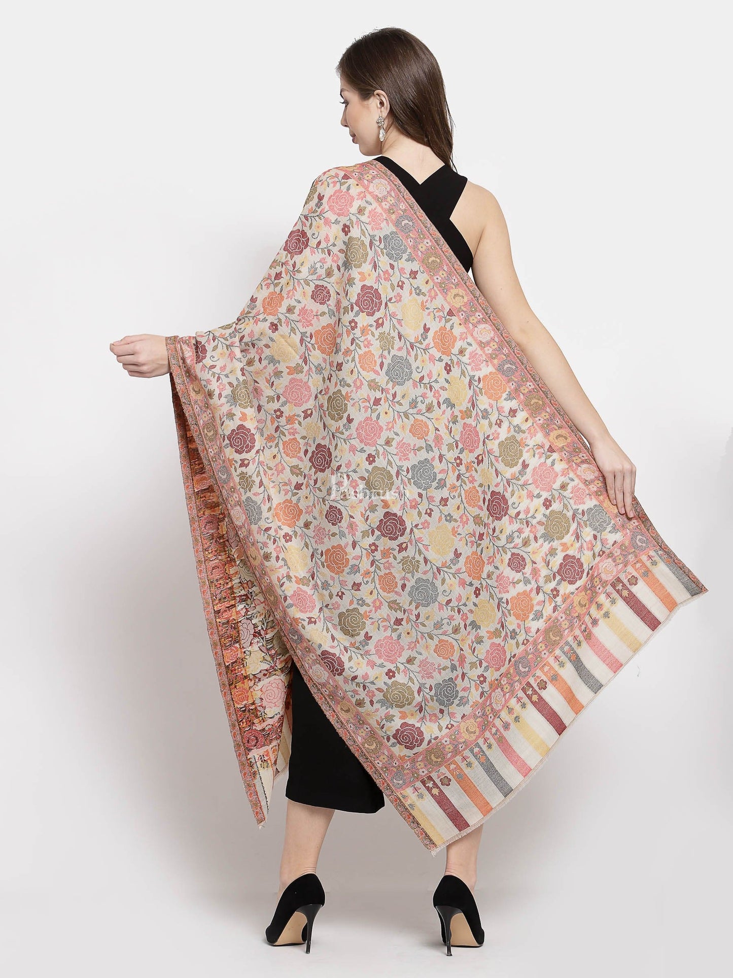 Pashtush India Womens Stoles and Scarves Scarf Pashtush Women's Jacquard Ethnic Light Weight Floral Stole, Multicolour
