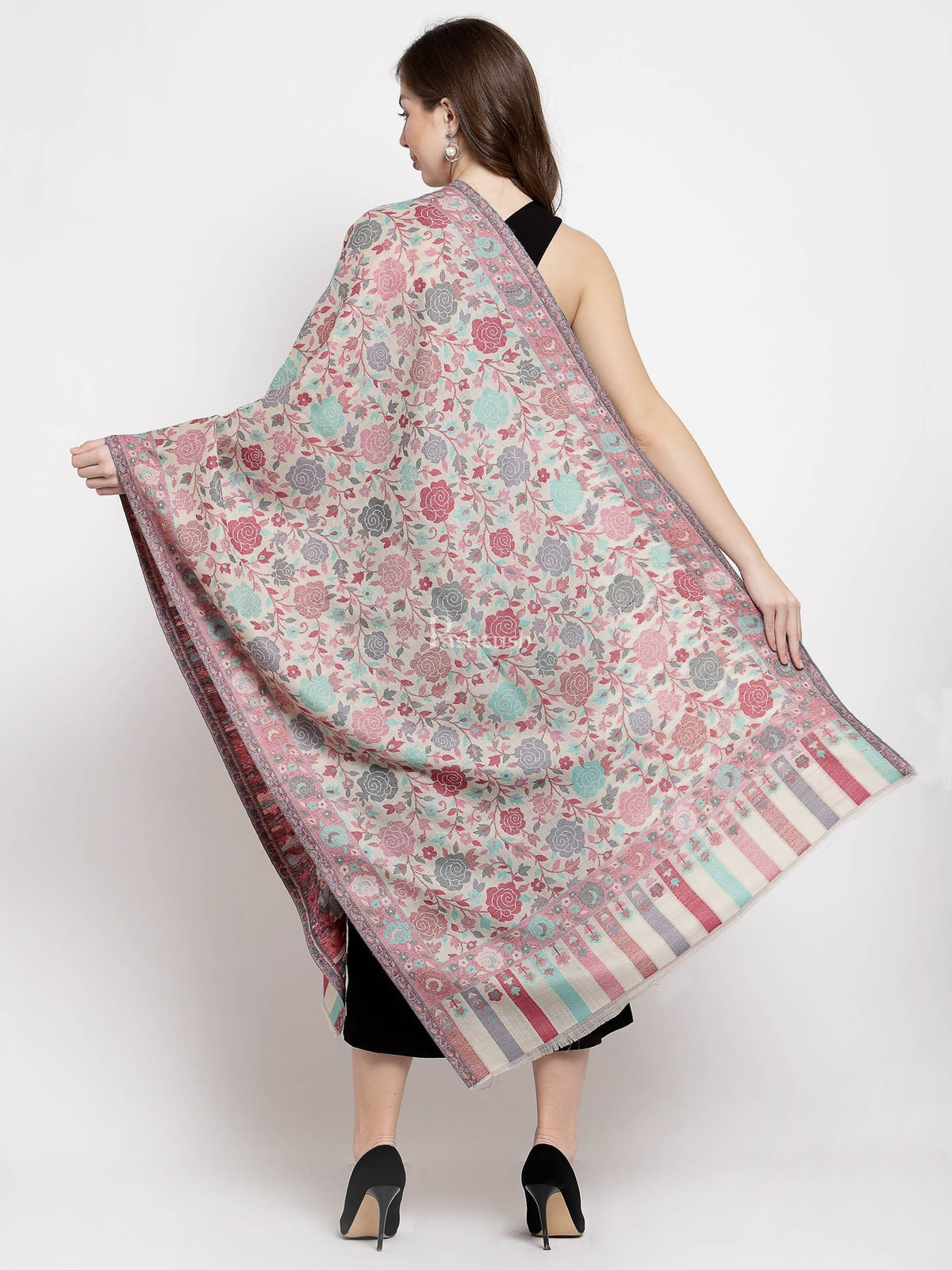 Pashtush India Womens Stoles and Scarves Scarf Pashtush Women's Jacquard Ethnic Light Weight Floral Stole, Multicolour