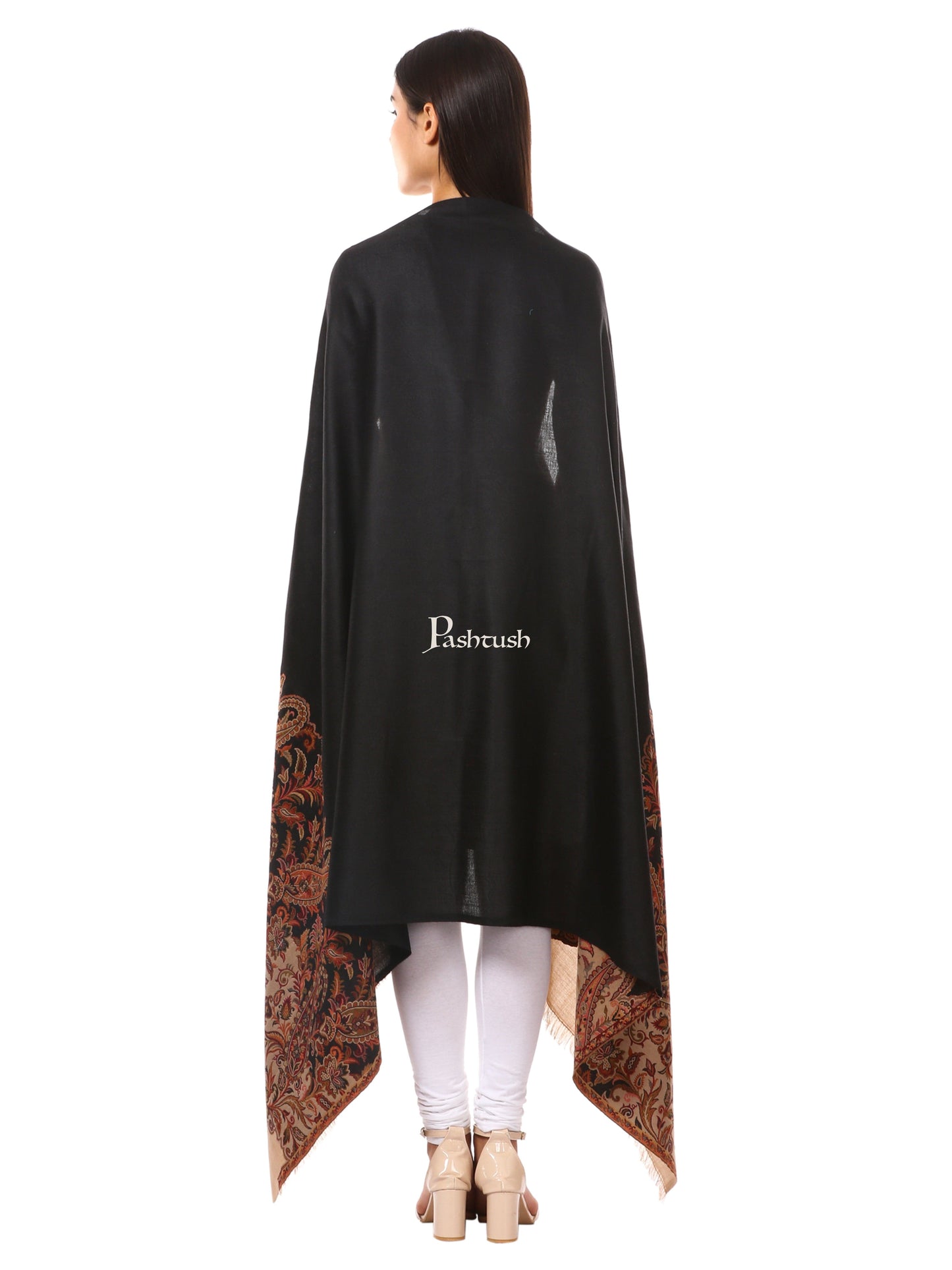 Pashtush India Womens Shawls Pashtush Women's Jacquard Palla Shawl, Soft Faux Pashmina - Black